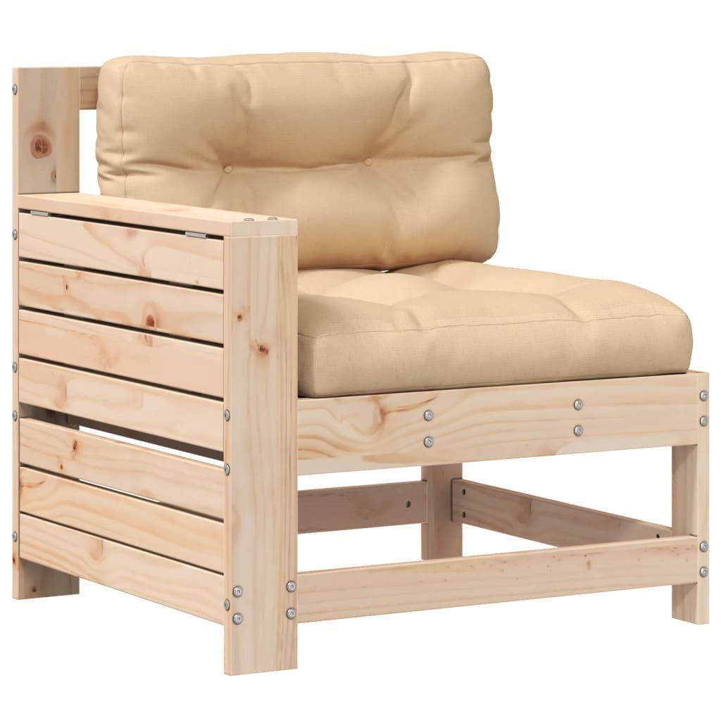 vidaXL Sofaelement Gartensofa mit Armlehne und Kissen Massivholz Kiefer (1 St)