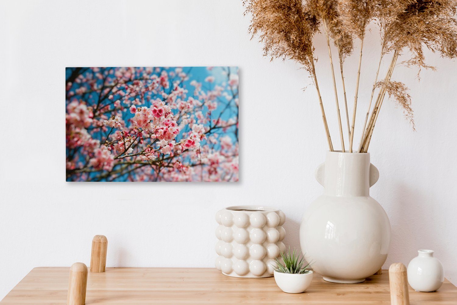 OneMillionCanvasses® Leinwandbild Blüte - Baum, cm Himmel (1 30x20 Aufhängefertig, Wandbild Leinwandbilder, - Wanddeko, St)