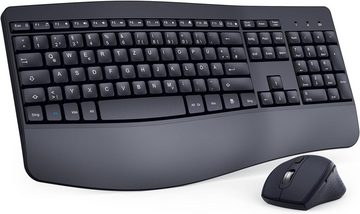 Seenda Ergonomisch, 2.4GHz Kabellose Fullsize Tastatur- und Maus-Set, mit Handgelenkauflage und Nummernblock, DE QWERTZ Layout