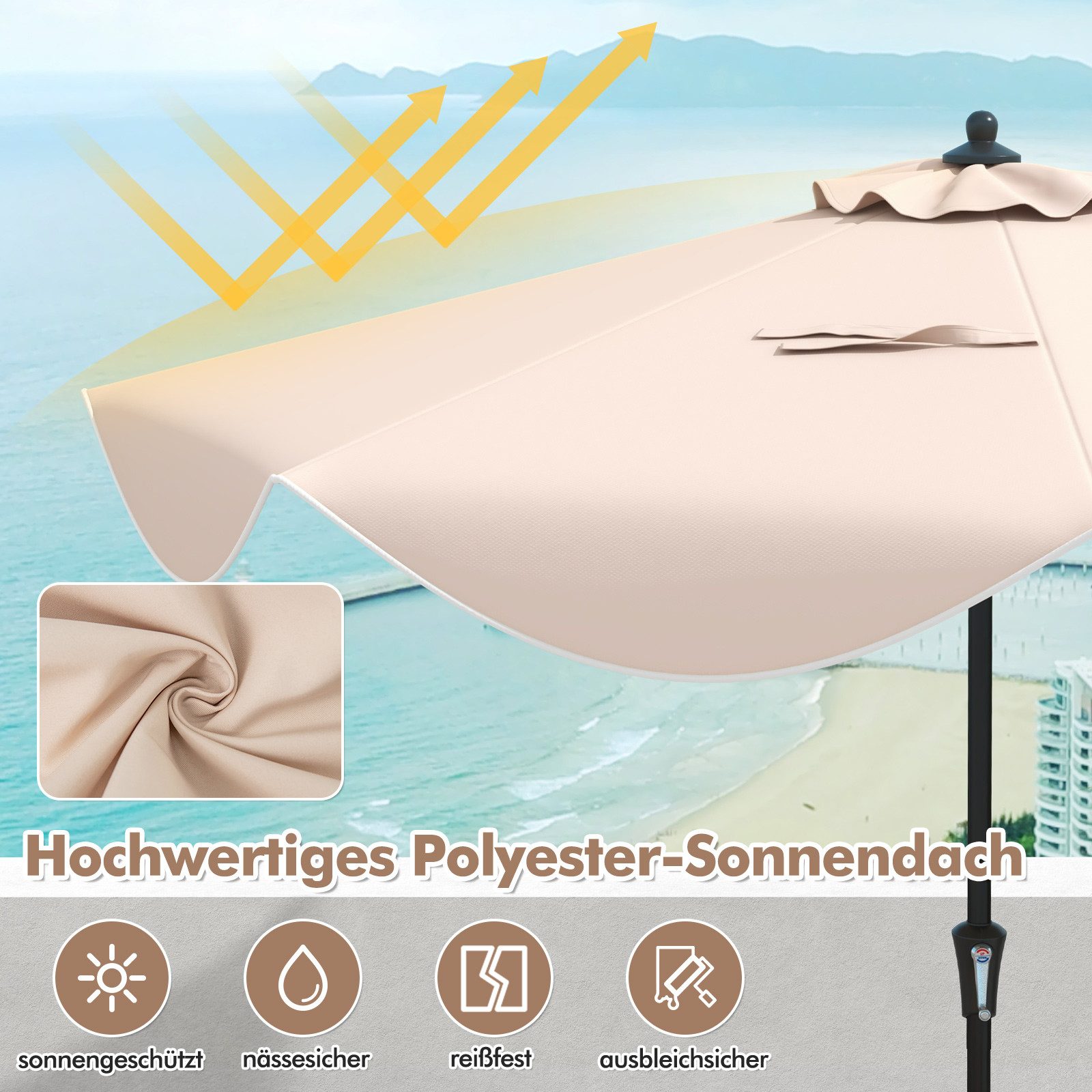 COSTWAY Sonnenschirm, LxB: 270x270 cm, Gartenschirm günstig online kaufen