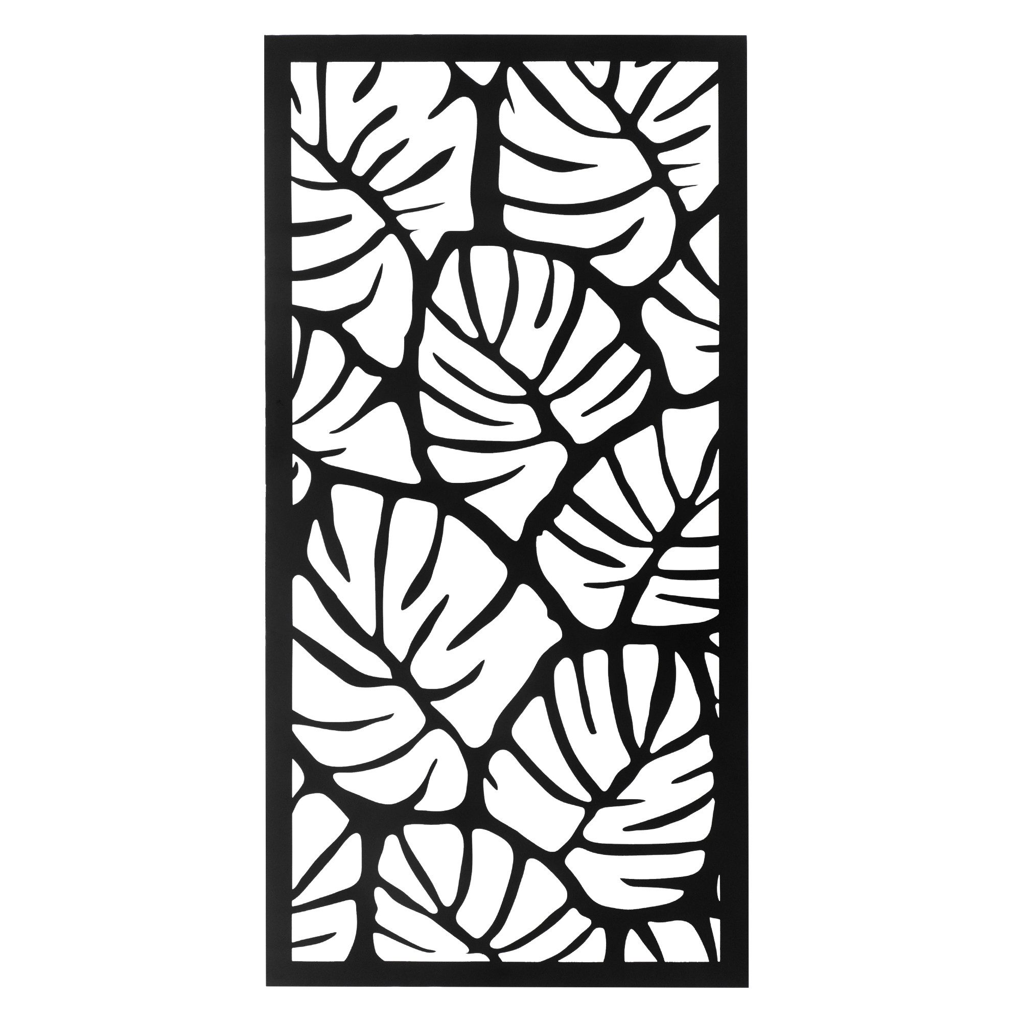 UNUS HOME Dekohänger Metallbild Palmenblätter (120x60cm), Wanddeko innen außen Aufhängehaken