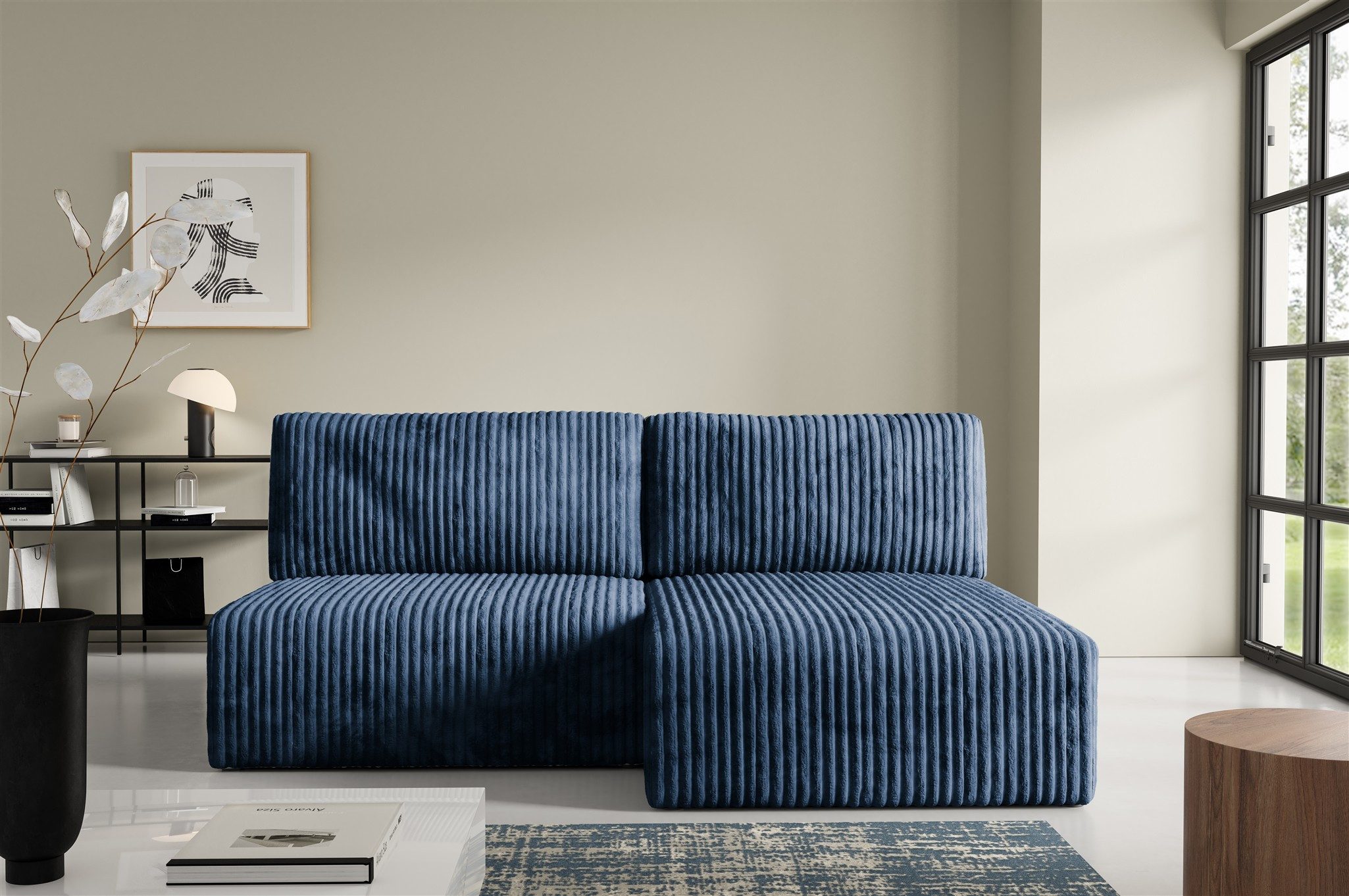 Fun Möbel Ecksofa Sofa FUN ALEGRIA XS mit Schlaffunktion in Velourstoff Tilia, mit Schlaffunktion und Bettkasten, Ottomane Links oder Rechts