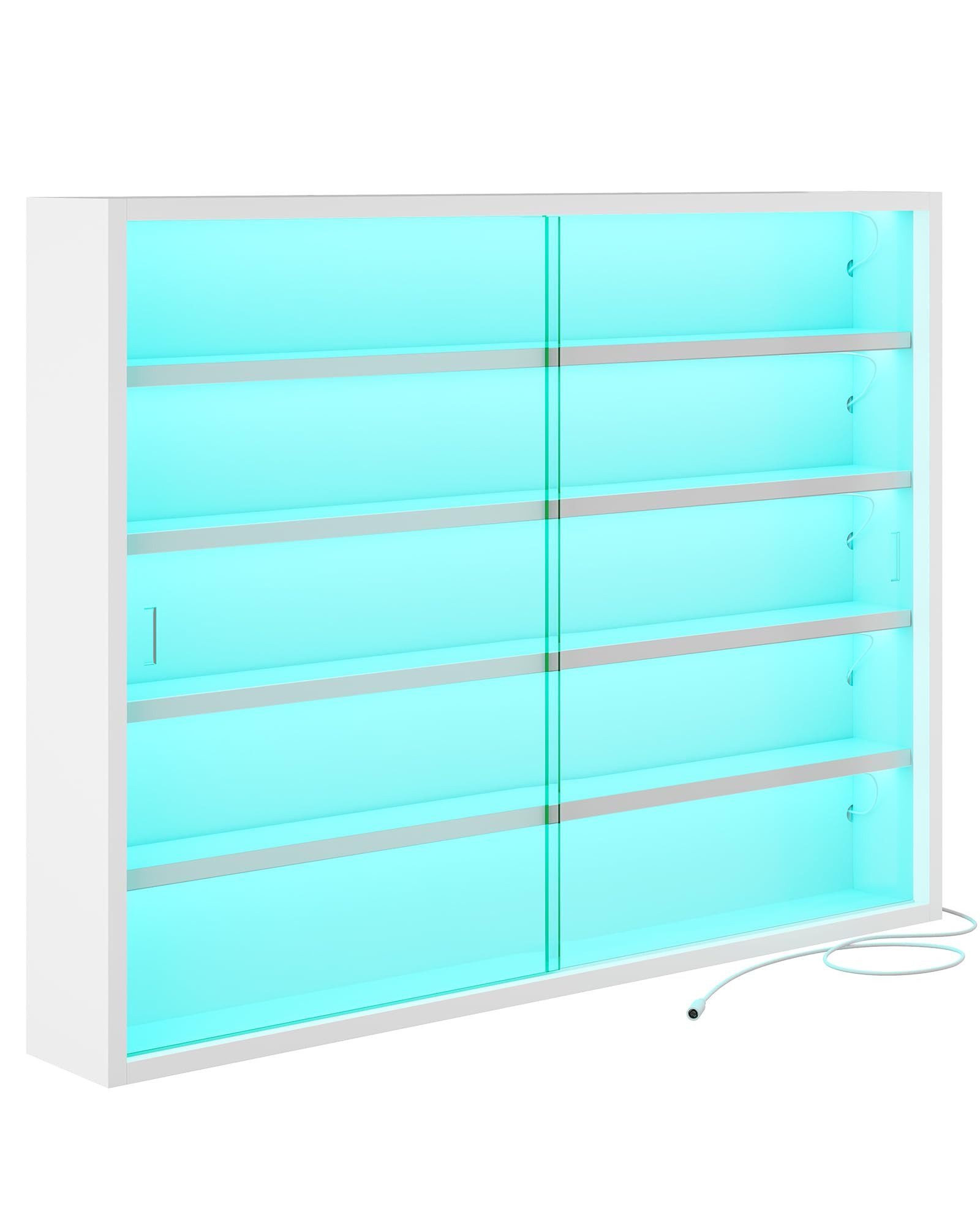 MSMASK Hängevitrine 5-stöckig, LED-Beleuchtung, Weiß günstig online kaufen