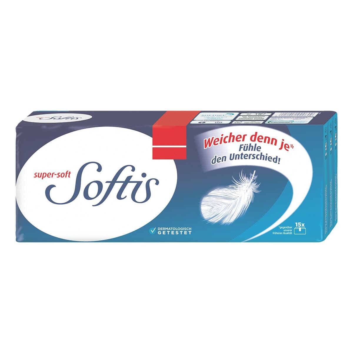 REGINA Papiertaschentücher Softis, 4-lagig, weiß, 15x 9 Taschentücher