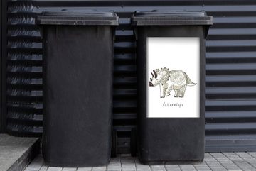 MuchoWow Wandsticker Kinderzimmer - Triceratops - Dinosaurier - Junge - Mädchen - Kind (1 St), Mülleimer-aufkleber, Mülltonne, Sticker, Container, Abfalbehälter