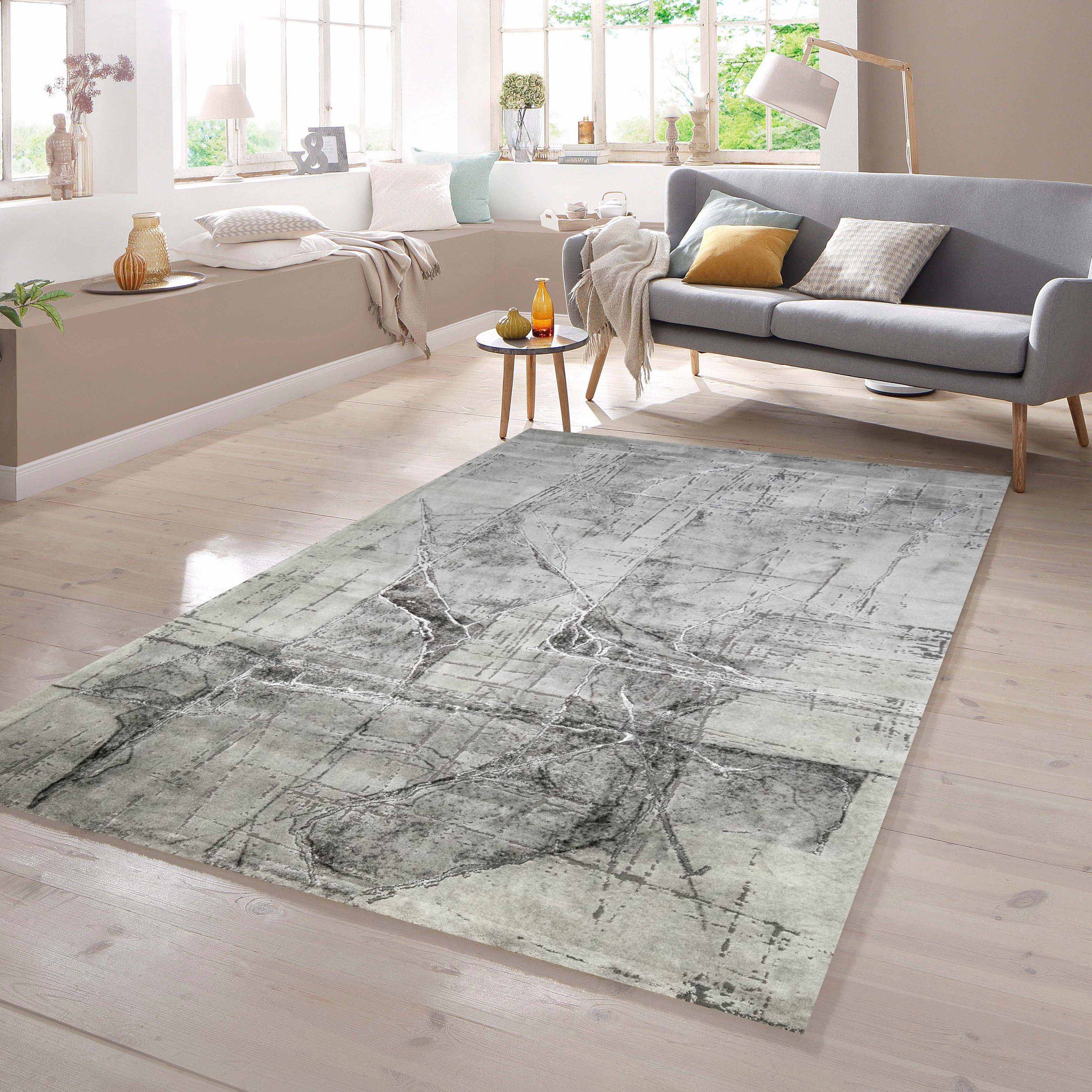 TeppichHome24 Teppich Wohnzimmerteppich abstrakt in grau creme, rechteckig