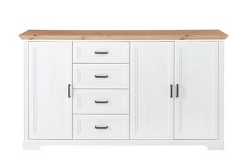 möbelando Sideboard JASMIN (BxHxT: 182x102x41 cm), in Artisan/Weiß mit 4 Schubladen und 2 Türen
