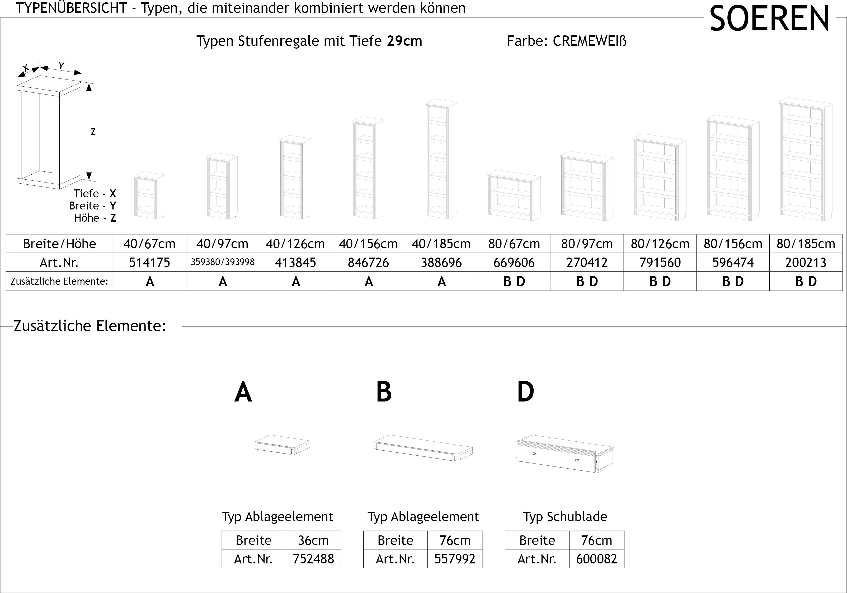 Home affaire Bibliothek "Soeren Stege" 5 Stk. tlg. Aus Massiver Kiefer günstig online kaufen