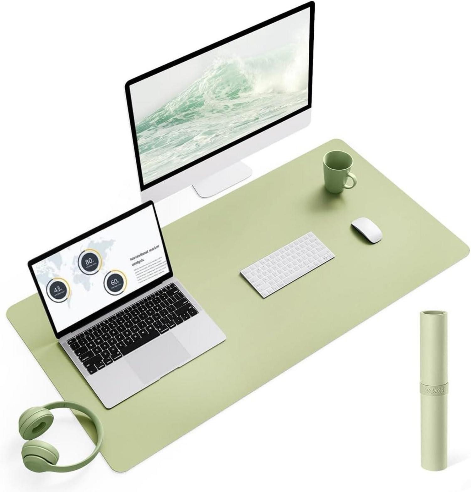 Mauspad Schreibtischunterlage Mauspad Leder Rutschfestes Wildleder Matcha