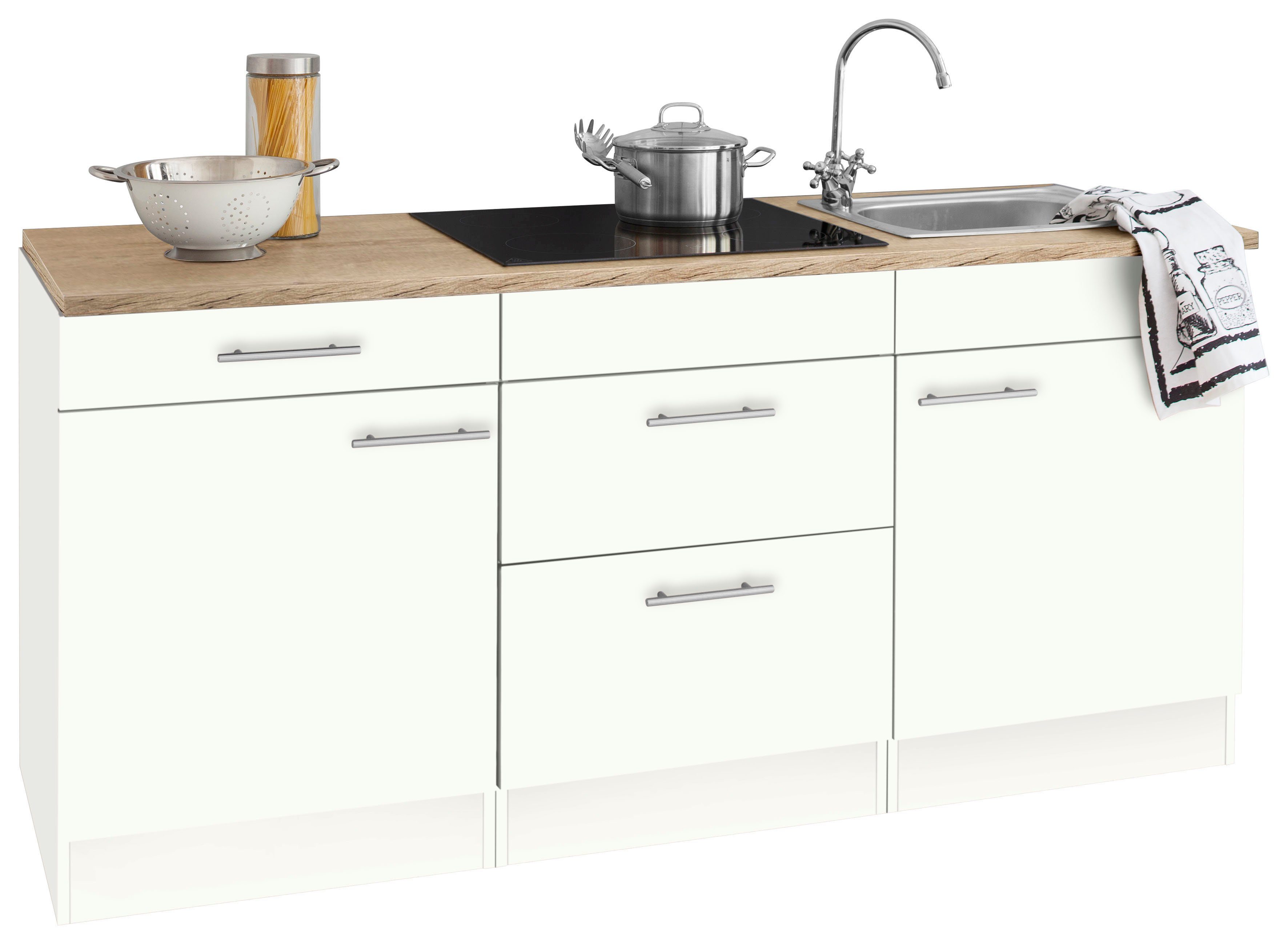 OPTIFIT Küchenzeile Mini, Breite 180 cm, mit Glaskeramik-Kochfeld, mit Arbeitsplatte