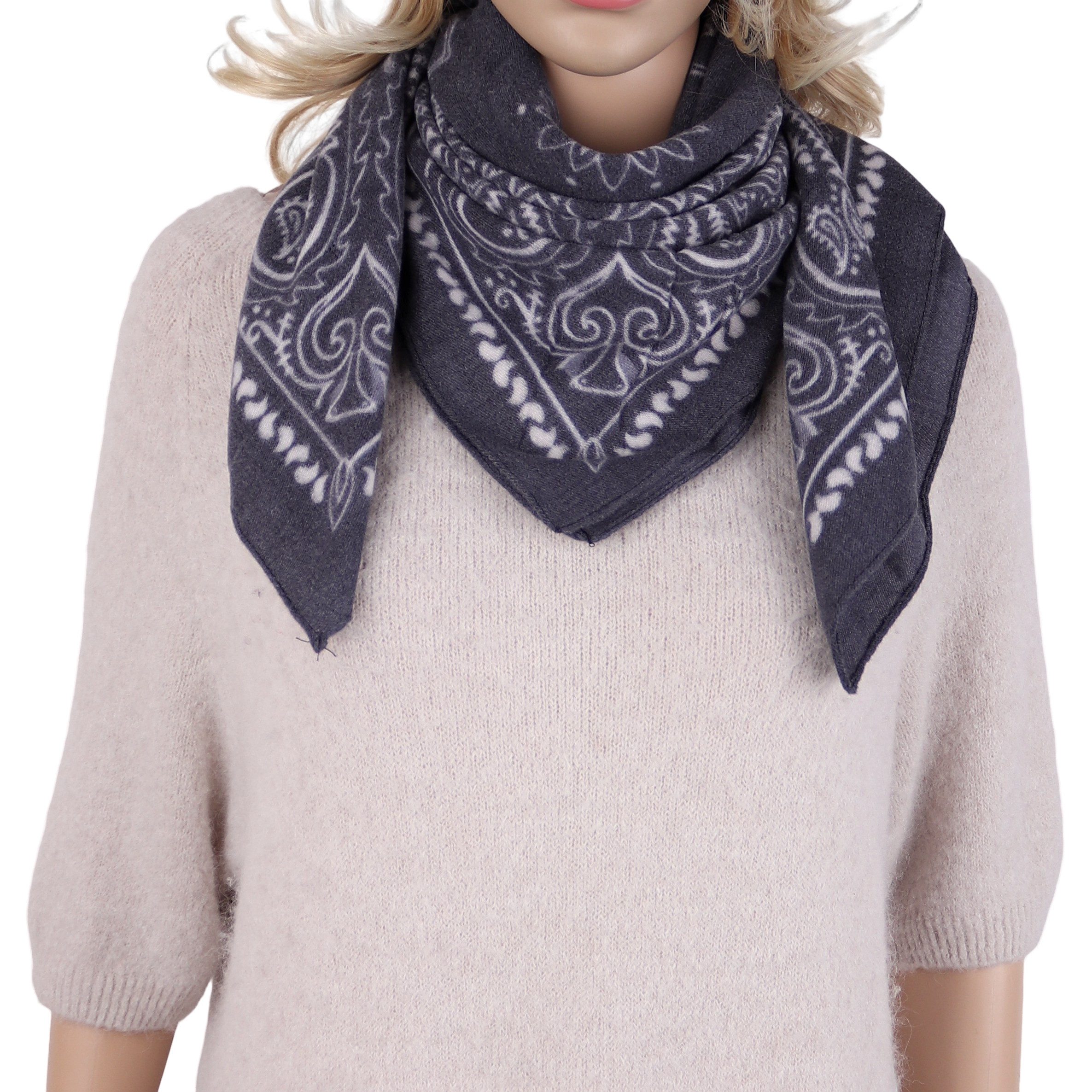 MIRROSI Nickituch Damen leicht angerautes Vierecktuch mit Paisley-Muster, aus Viskose, (Neue Kollektion Herbst/Winter 2026), ca. 88x88cm, warmes Halstuch für Herbst und Winter
