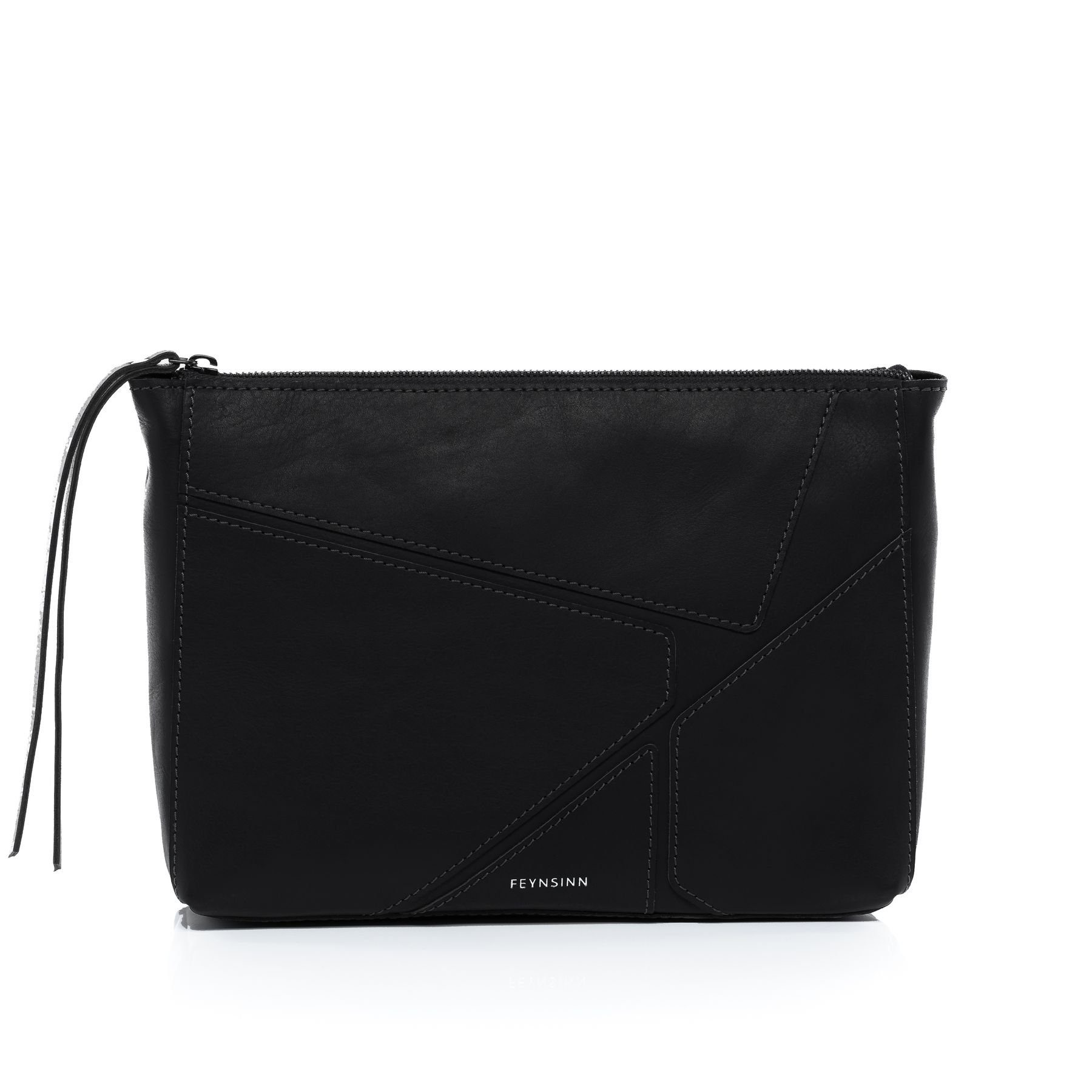 FEYNSINN Abendtasche Leder Umhängetasche Damen JEMMA PUZZLE, Clutch Echtleder für Damen, Schultertasche, Crossbody Bag schwarz