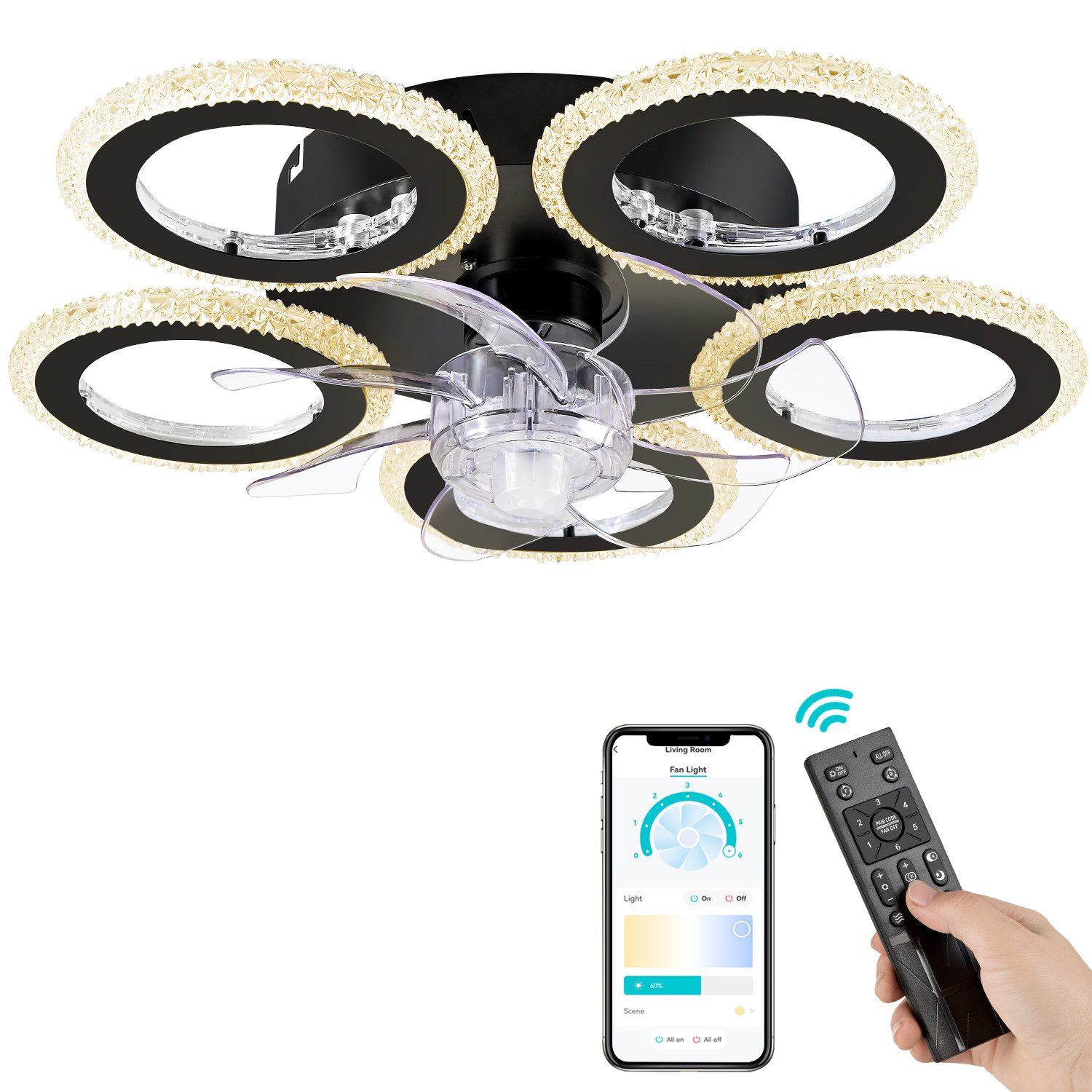 FIMEI Deckenventilator mit Licht, stufenlose Dimmung, günstig online kaufen