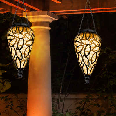 etc-shop LED Solarleuchte, LED-Leuchtmittel fest verbaut, Warmweiß, Solarlampe Gartendeko Hängeleuchte Außenlampe hängend LED