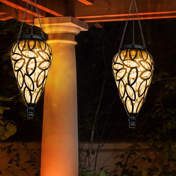 Globo LED Solarleuchte, LED-Leuchtmittel fest verbaut, Warmweiß, Solarlampe Gartendeko Hängeleuchte Außenlampe LED 2er Set
