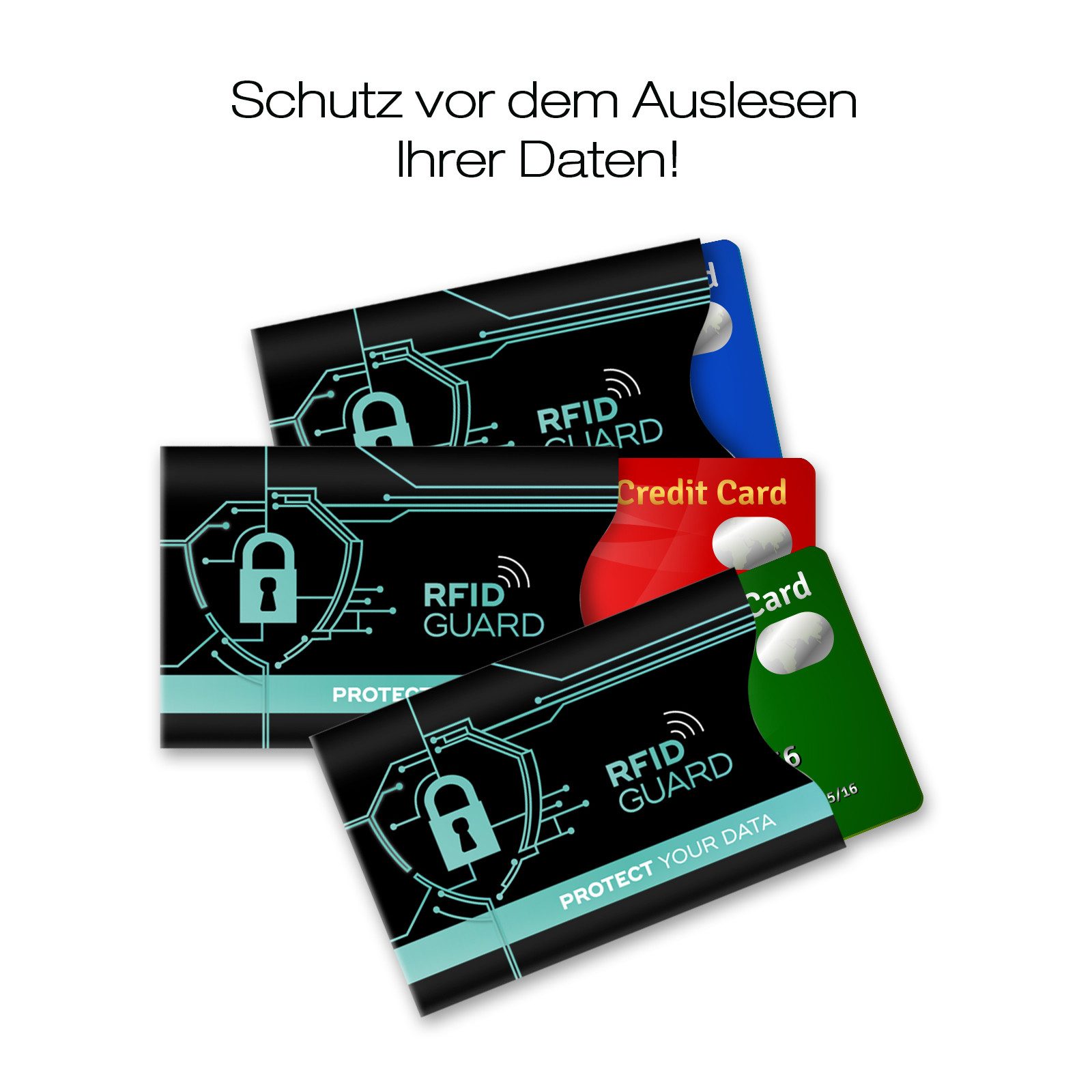 Tec-Expert Geldbörse RFID GUARD 5x NFC Scan Blocker Schutz Hülle Set Karte Scheckkarte (5-tlg., Set aus 5x RFID / NFC Blocker Sleeve), RFID-Blocker Hülle, NFC S – Bild 3 von 4