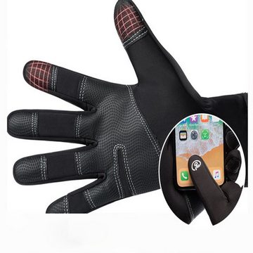 FIDDY Skihandschuhe Winddichte Touchscreen-Handschuhe für Herren, (warme und wasserabweisende Skihandschuhe) verdickte Vollfinger-Fahrradhandschuhe, rutschfeste