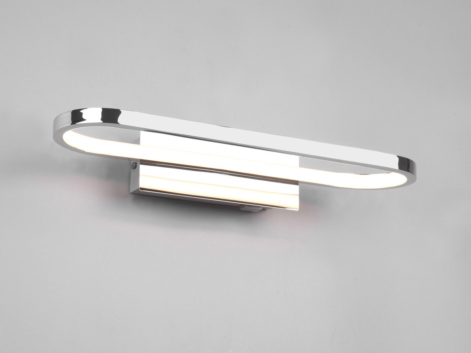 TRIO Leuchten LED Wandleuchte, LED fest integriert, Warmweiß, Ovale Bad-Lampe, Spiegel-Leuchte mit Schalter aus Metall, Breite: 40cm