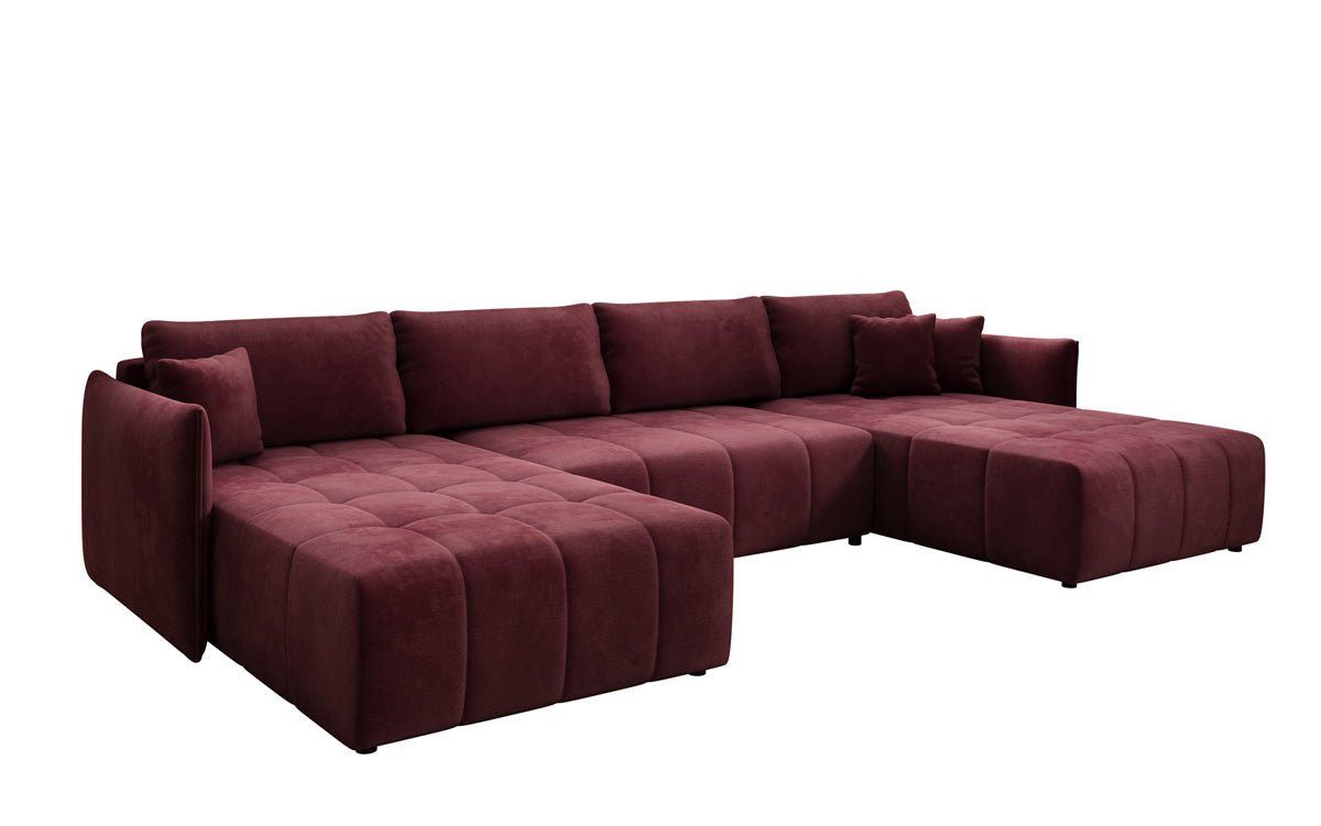 Luxusbetten24 Schlafsofa Designer Sofa Velaro U in Samt, mit Stauraum und Schlaffunktion