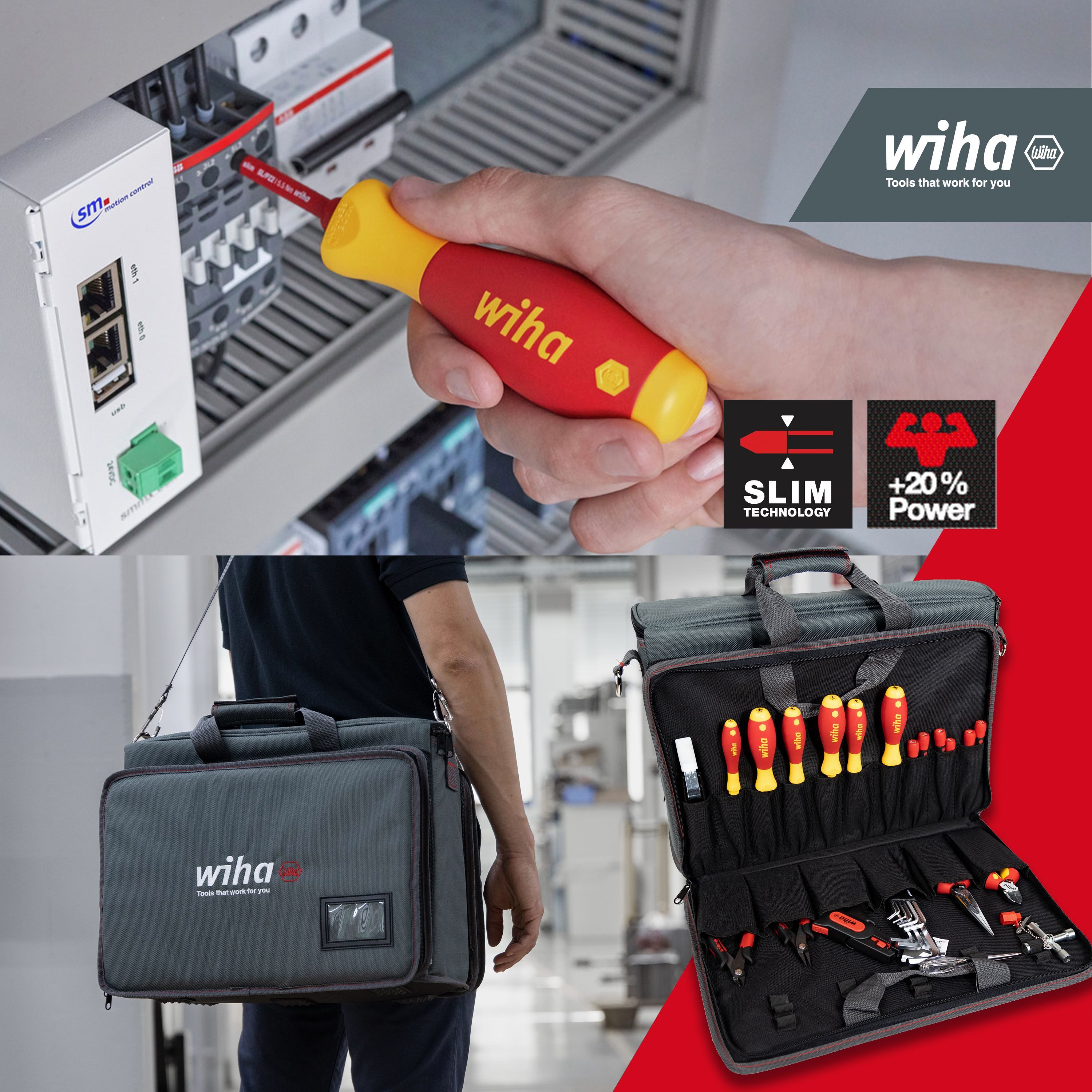 Wiha Werkzeugtasche (43879) - 31 tlg., Werkzeug Set Service-Techniker, 30-tlg., VDE