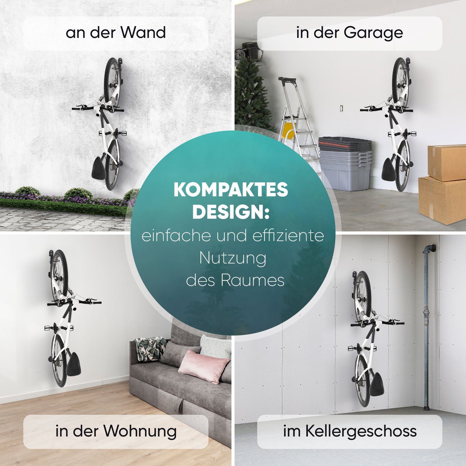 Optio Cycle Bicycle Holder Vertical Bicycle Mount Wall Mount, Bicycle Wall Mount Garage, Basement (1-piece)