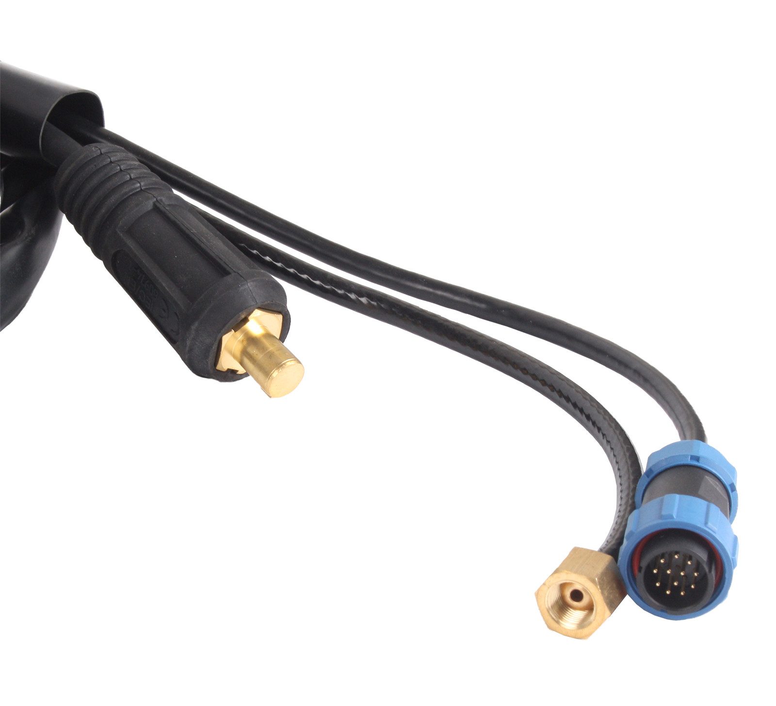 WELDINGER Inverterschweißgerät WIG-Schlauchpaket WP26R pro control 4 m 12-polig Dorn 13 mm Gas 1/4", 12-polige Steuerbuchse, Außenschutzschlauch aus Gummi