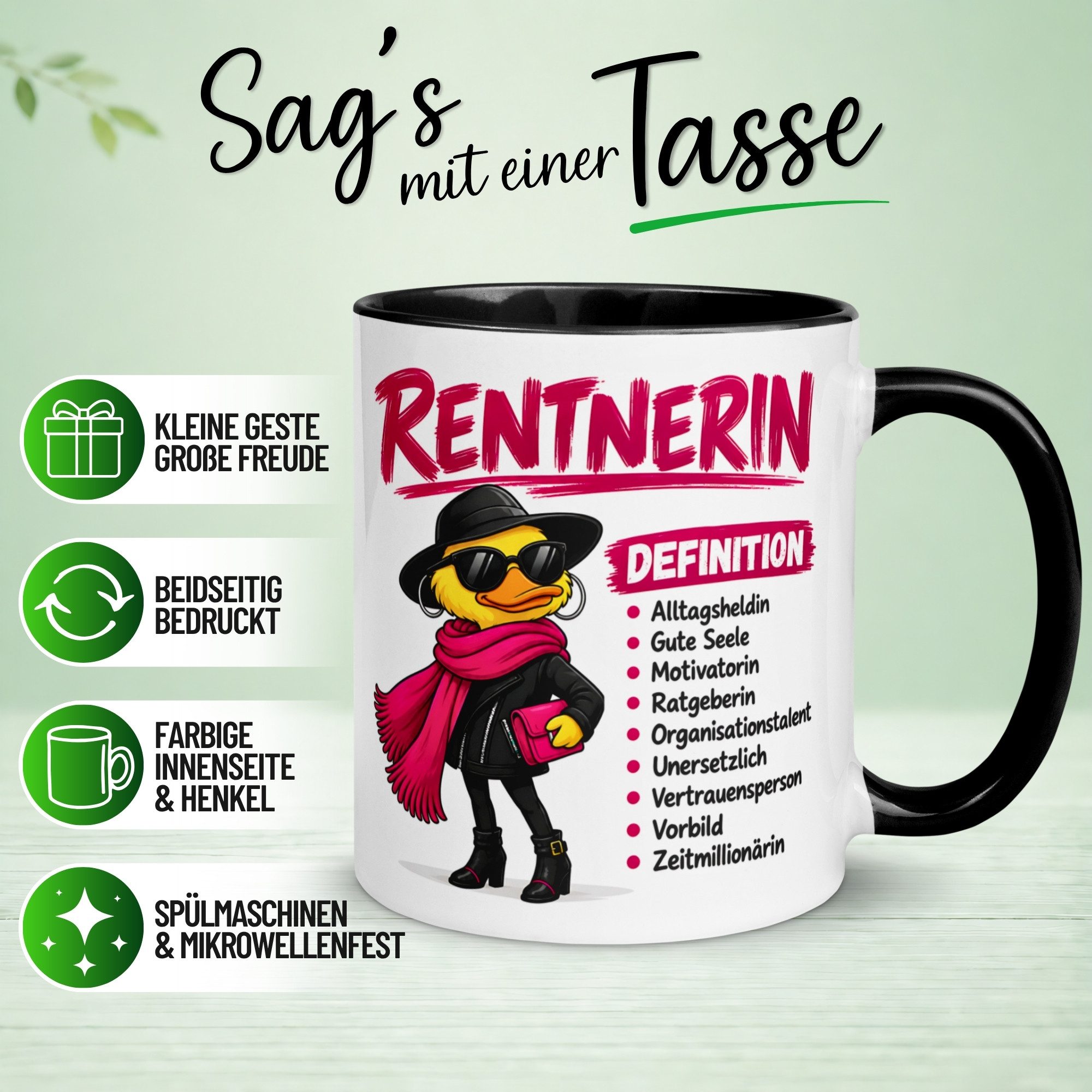 Momentals Tasse Rentnerin – „Definition einer Rentnerin“ – Geschenk Rente Frau, Gratis Versand · Links-&Rechtshänder · Spülmaschinenfest – Bild 2 von 5
