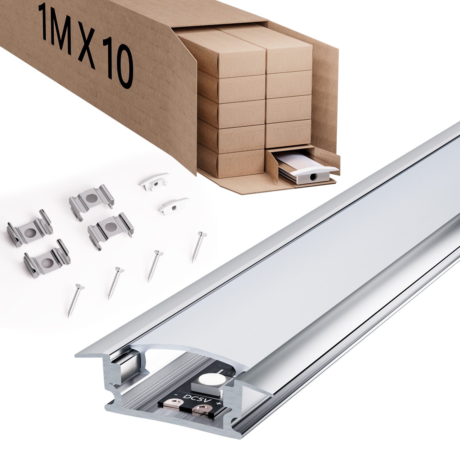 Daskoo LED-Stripe-Profil LED-Stripe-Profil 10x1M Aluprofile Alu günstig online kaufen