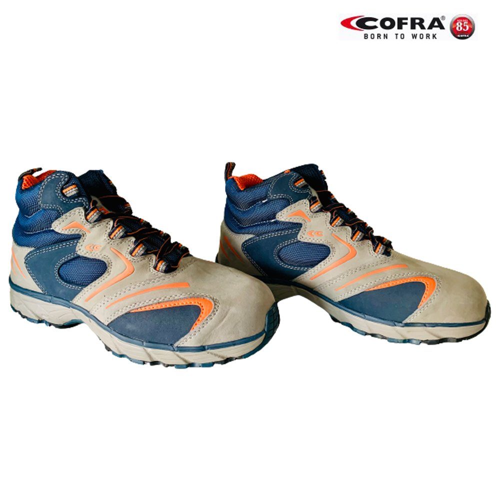 Cofra NEW FITNESS GREY S3 SRC Sicherheitsschuh (Set, 3-tlg., 1 Paar Sicherheitsschuhe + 2 Paar Arbeitshandschuhe (Größe 9 + 10) KAPPE: Stahlkappe mit 200 J Zehenschutz