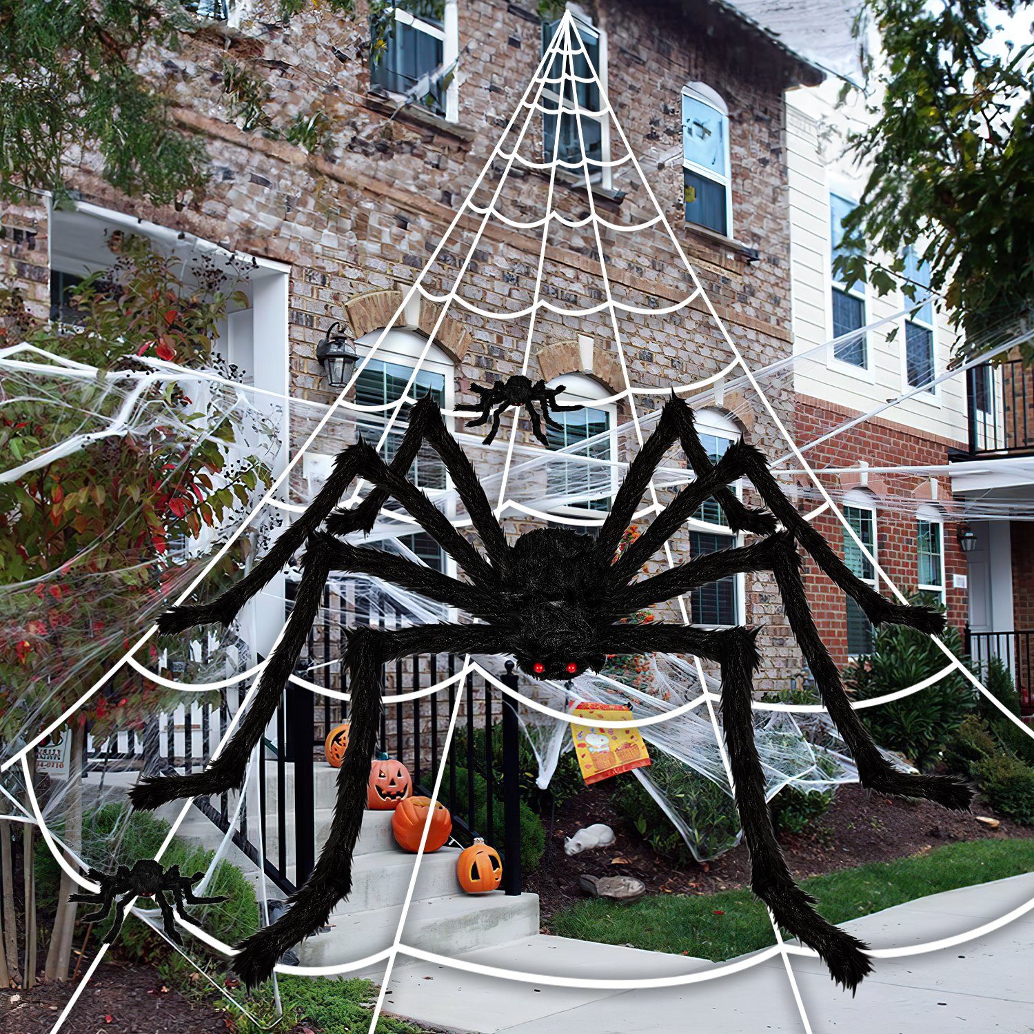 Clanmacy Dekoobjekt Spinnennetz Dekoration Schwarzes Halloween Requisiten Garten Spinne