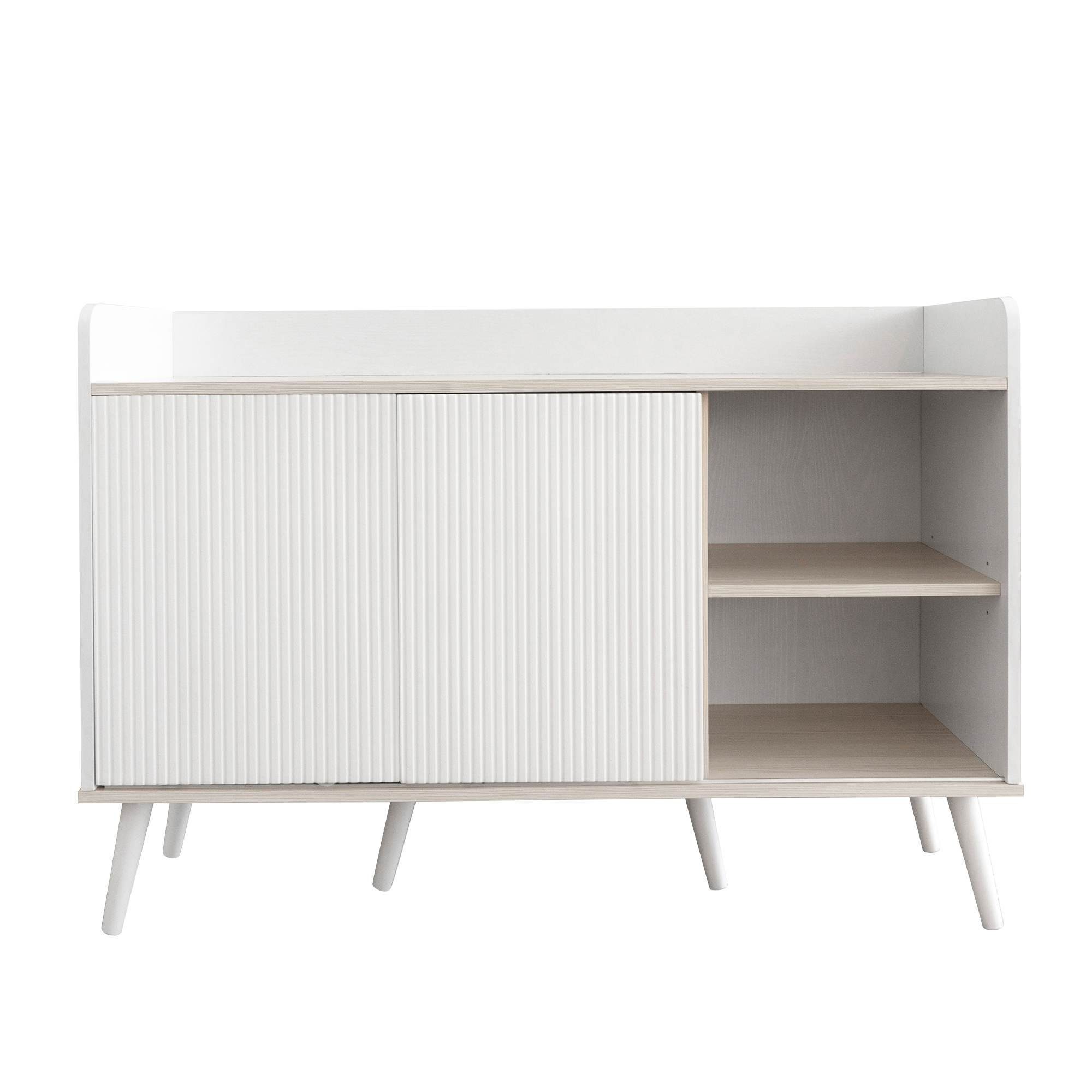 Sideboard Schlafzimmer Set, Stauraumregalen St), Sideboard 1 Moderne mit drei für und Wohnzimmer, mit Weiß (1er BlingBin Holzfarbe-Sideboard Schubladen