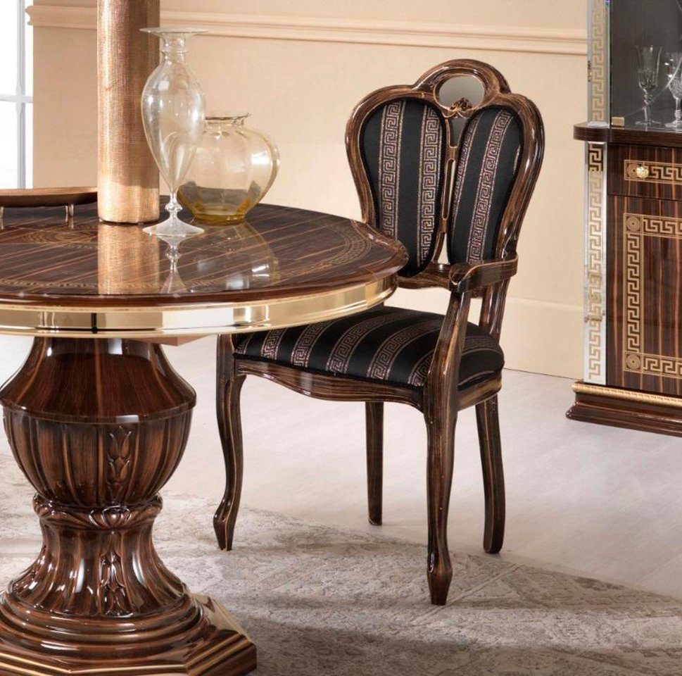Neu mit Holz JVmoebel Stuhl, Stuhl Textil Stuhl Luxus Möbel Einsitzer Lehnstuhl Armlehne Design