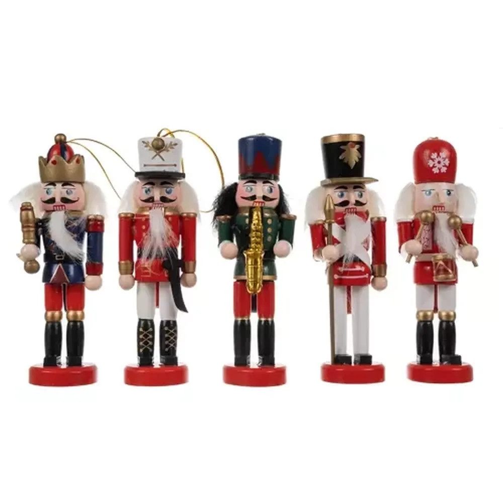 Ruhhy Nussknacker Weihnachtsanhänger Nussknacker Figuren, (Spar-Set, 5-tlg., Holzfiguren), Die 13 cm großen Nussknacker sind aus robustem Holz gefertigt