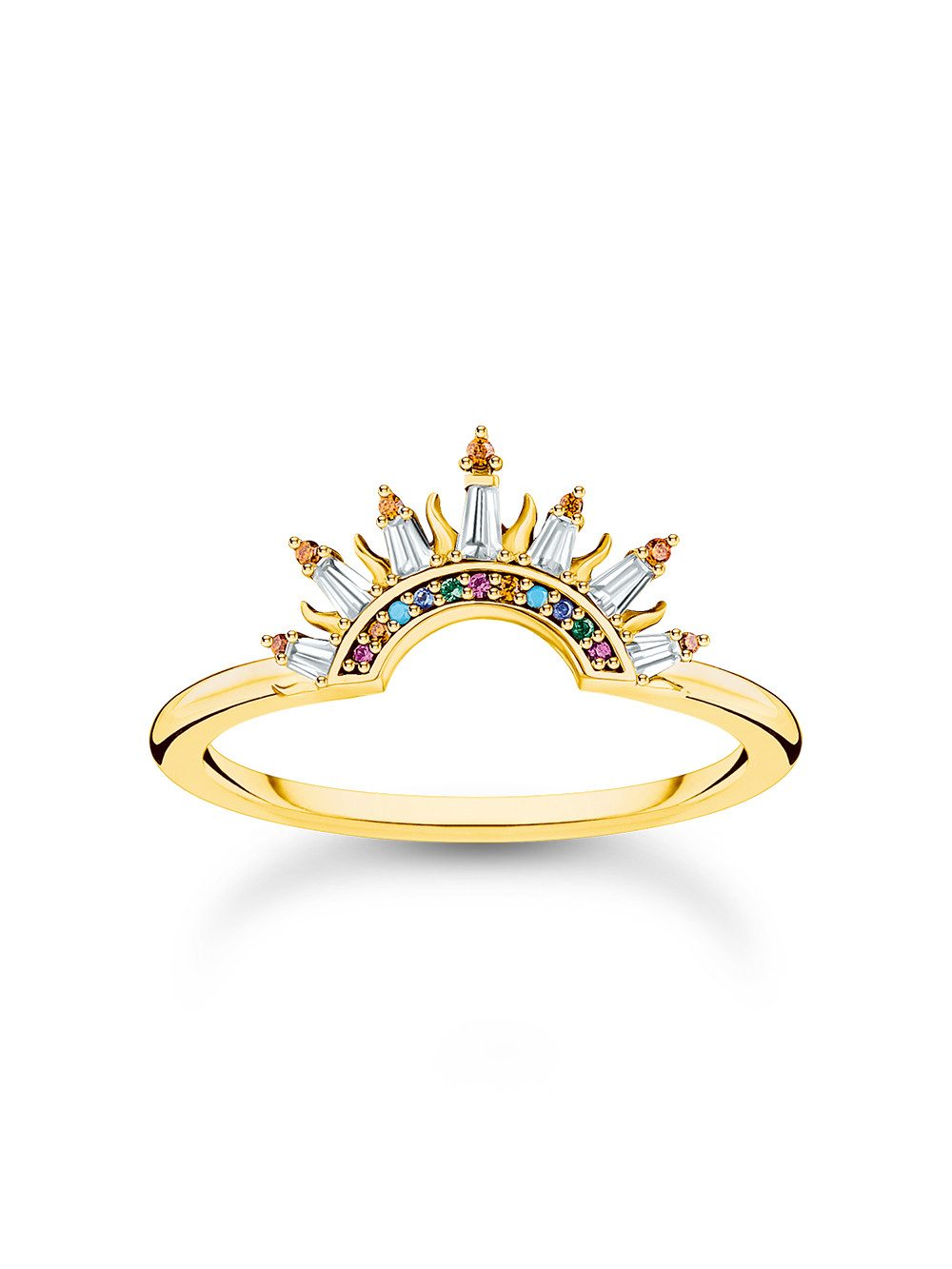 THOMAS SABO Fingerring Thomas Sabo TR2456-488-7-54 Vergoldeter Ring mit Sonnenstrahlen und bu