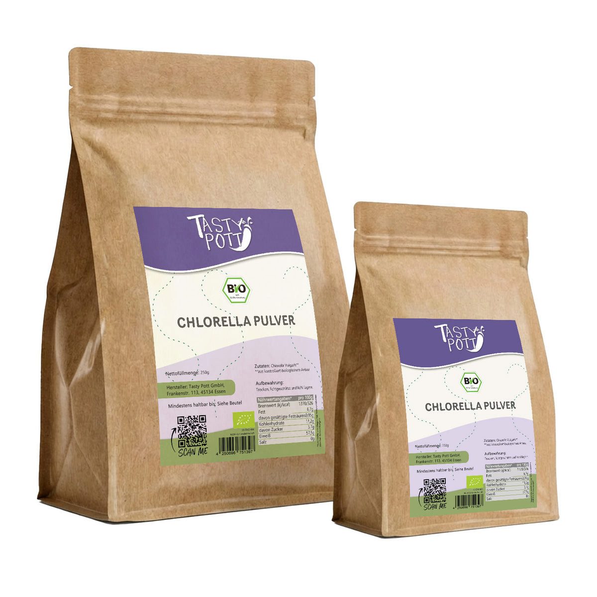 Tasty Tasty Pott Bio Chlorella Pulver Pulver, 1 er 250 g