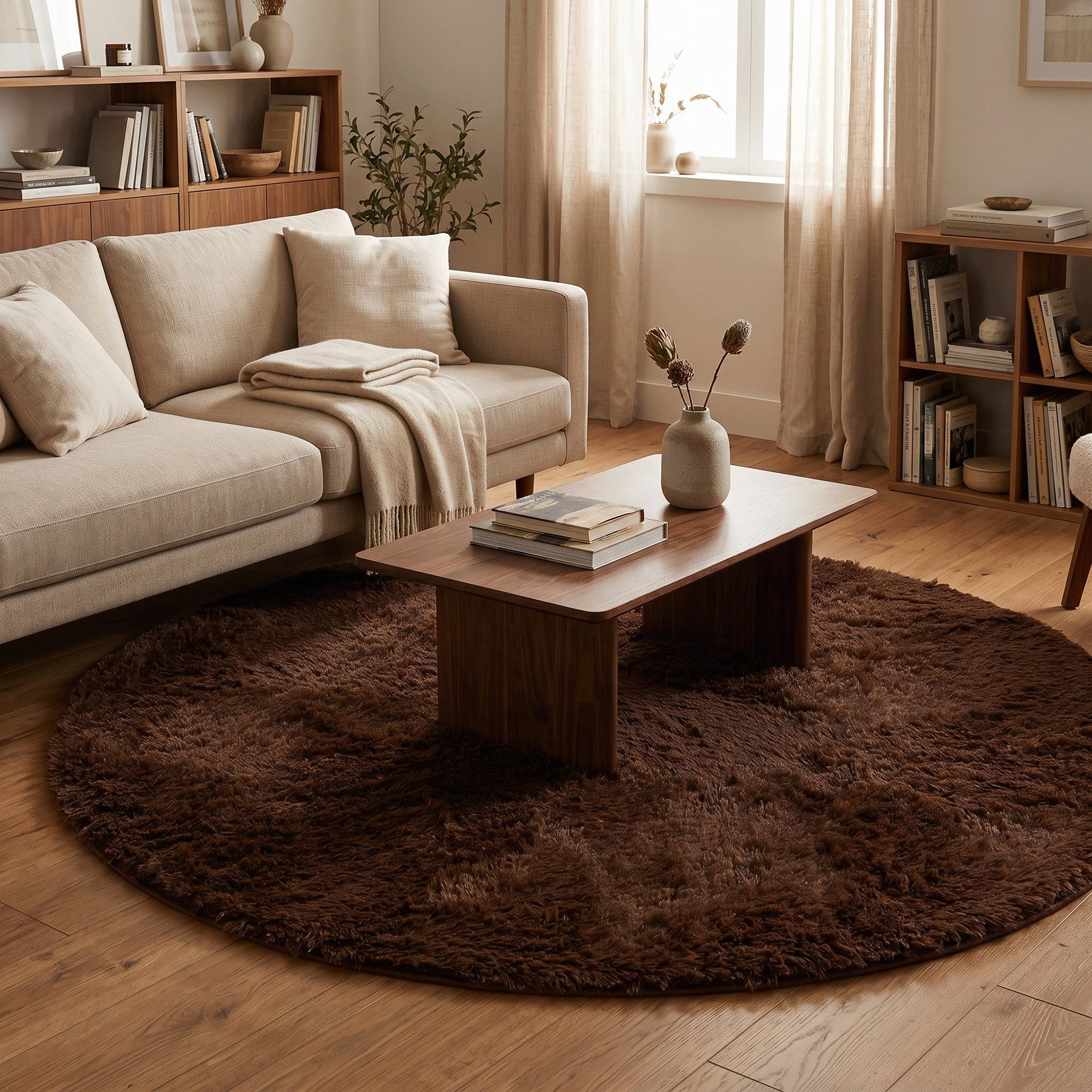 Pergamon Hochflor-Teppich Hochflor Shaggy Teppich Fluffy Rund, Rund, Höhe: 40 mm