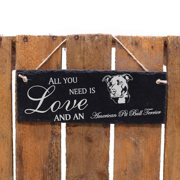 Dekolando Hängedekoration American Pit Bull Terrier Kopf 22x8cm All you need is Love and an Ame