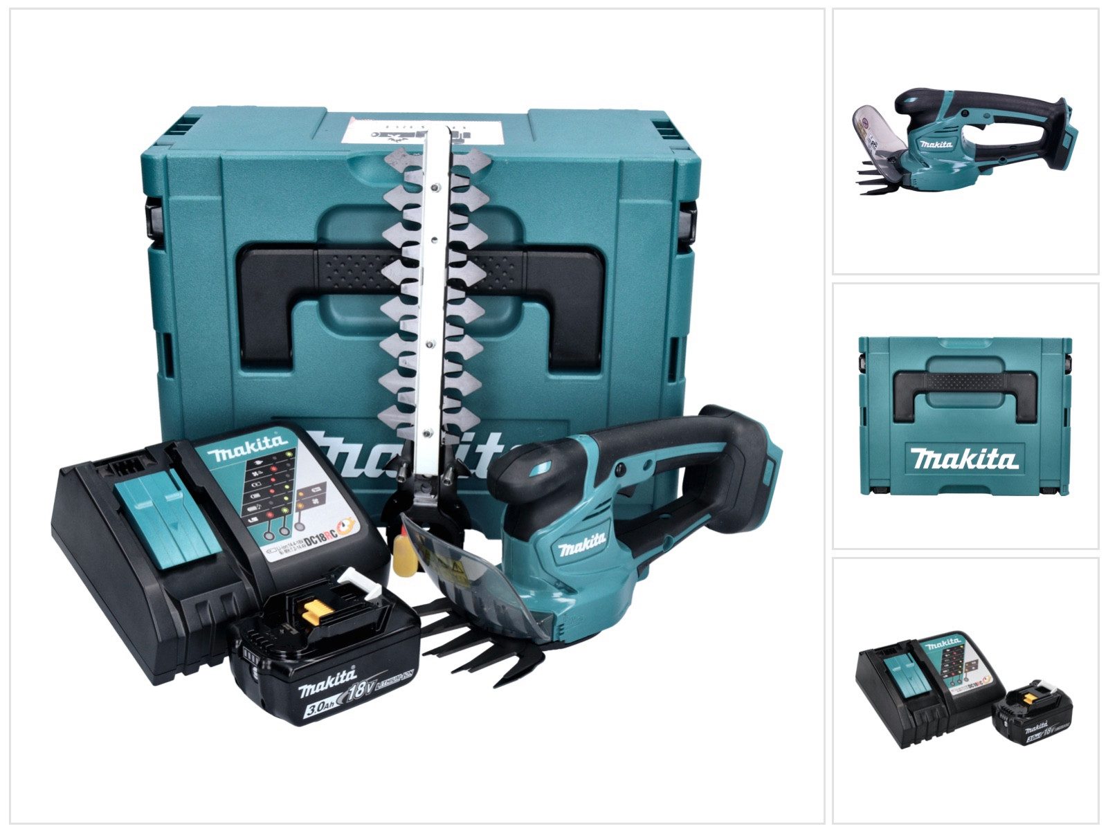 Makita Akku-Grasschere DUM 111 RF1XJ Strauchschere 18 V + 1x Akku 3,0 Ah + Ladegerät + Makpac