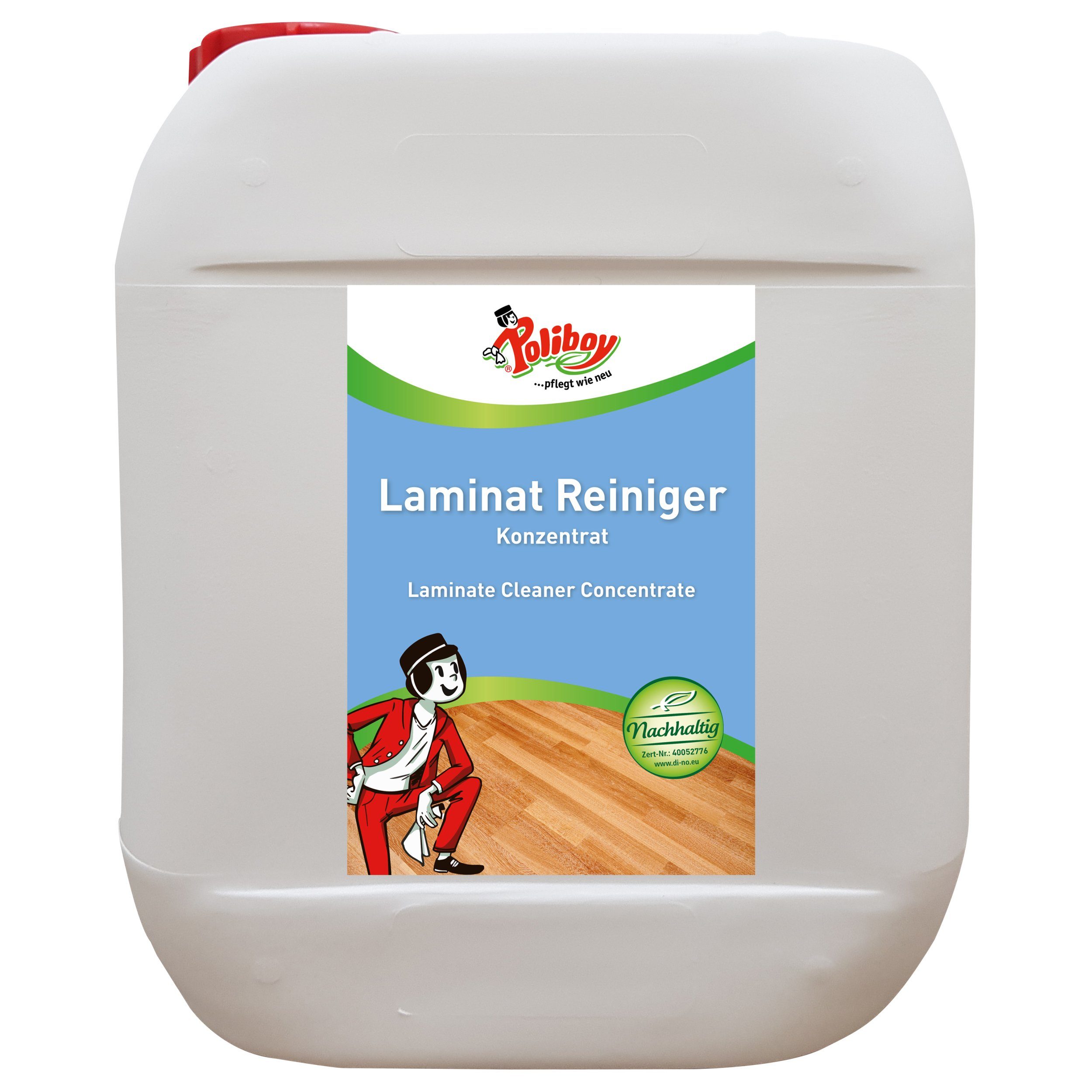 poliboy Laminat Pflege Konzentrat mit Orangenöl - 5L - Laminatreiniger (auch für Kork und Linoleum - Kraftvoll/Streifenfrei - Made in Germany)