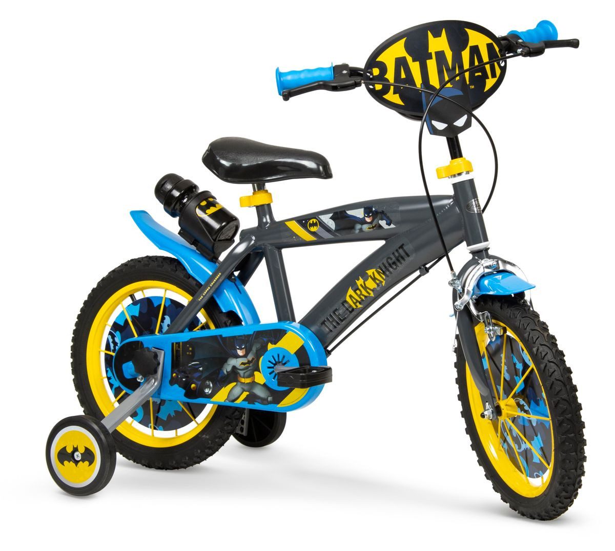Toimsa Bikes Kinderfahrrad 14 Zoll Kinder Jungen Fahrrad Jungenfahrrad Rad Bike Batman 14913, 1 Gang, Stützräder, Trinkflasche