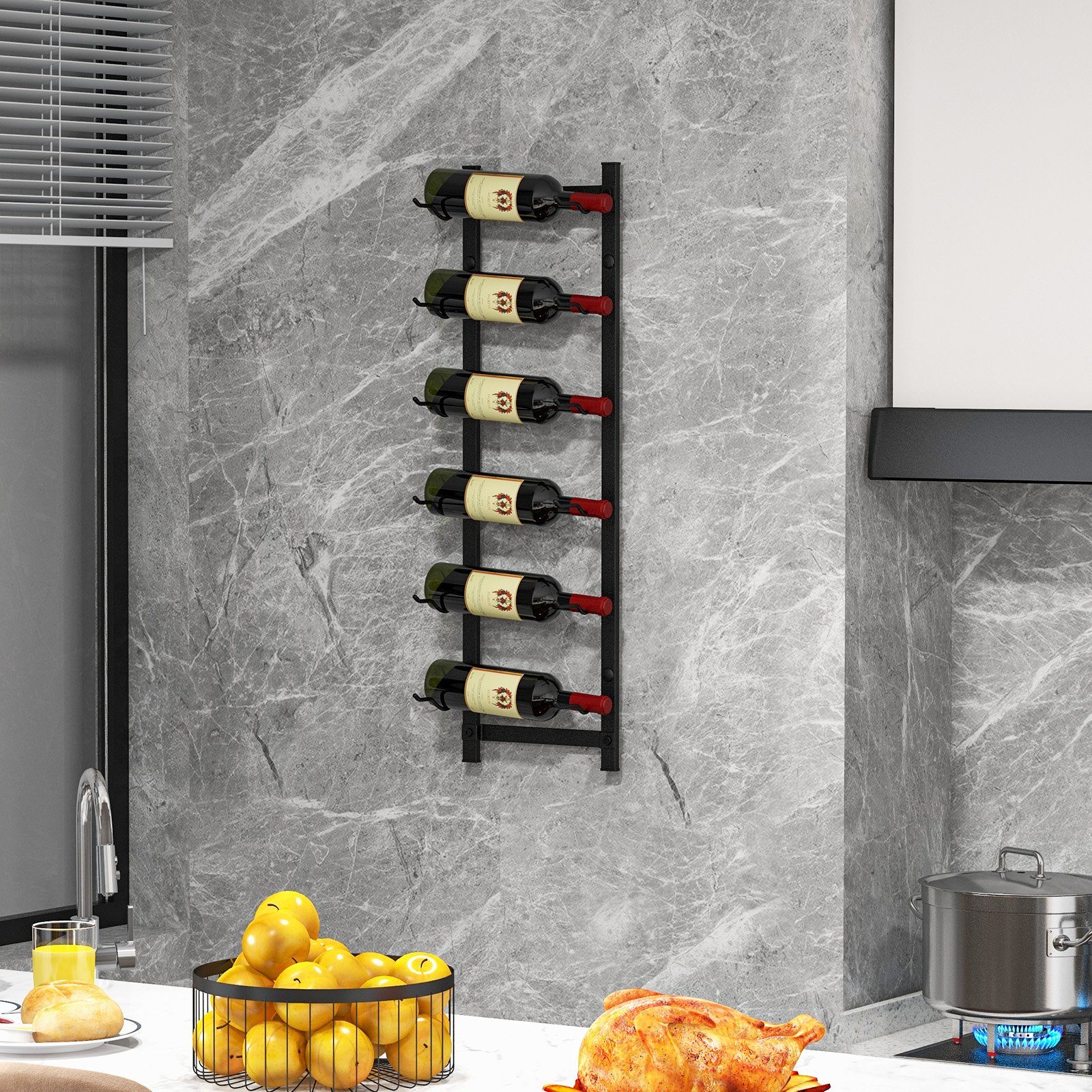 COSTWAY Weinregal, Wand, Metall, für 6 günstig online kaufen