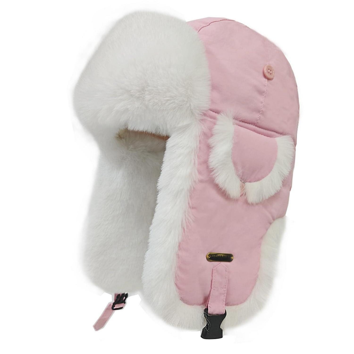 LuxusKollektion Fellimitatmützen Uschanka Trapper-Mütze Kunstpelz Rosa (1-St)
