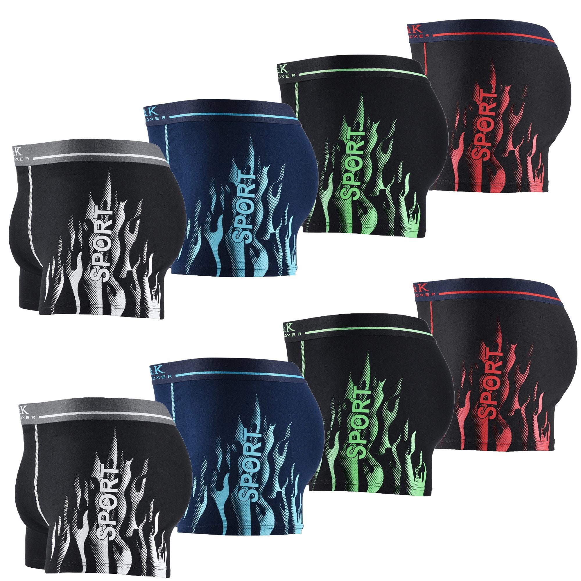 L&K Boxershorts 1104-1121 (8er-Pack) Herren Boxershorts aus Baumwolle mit tollem Muster