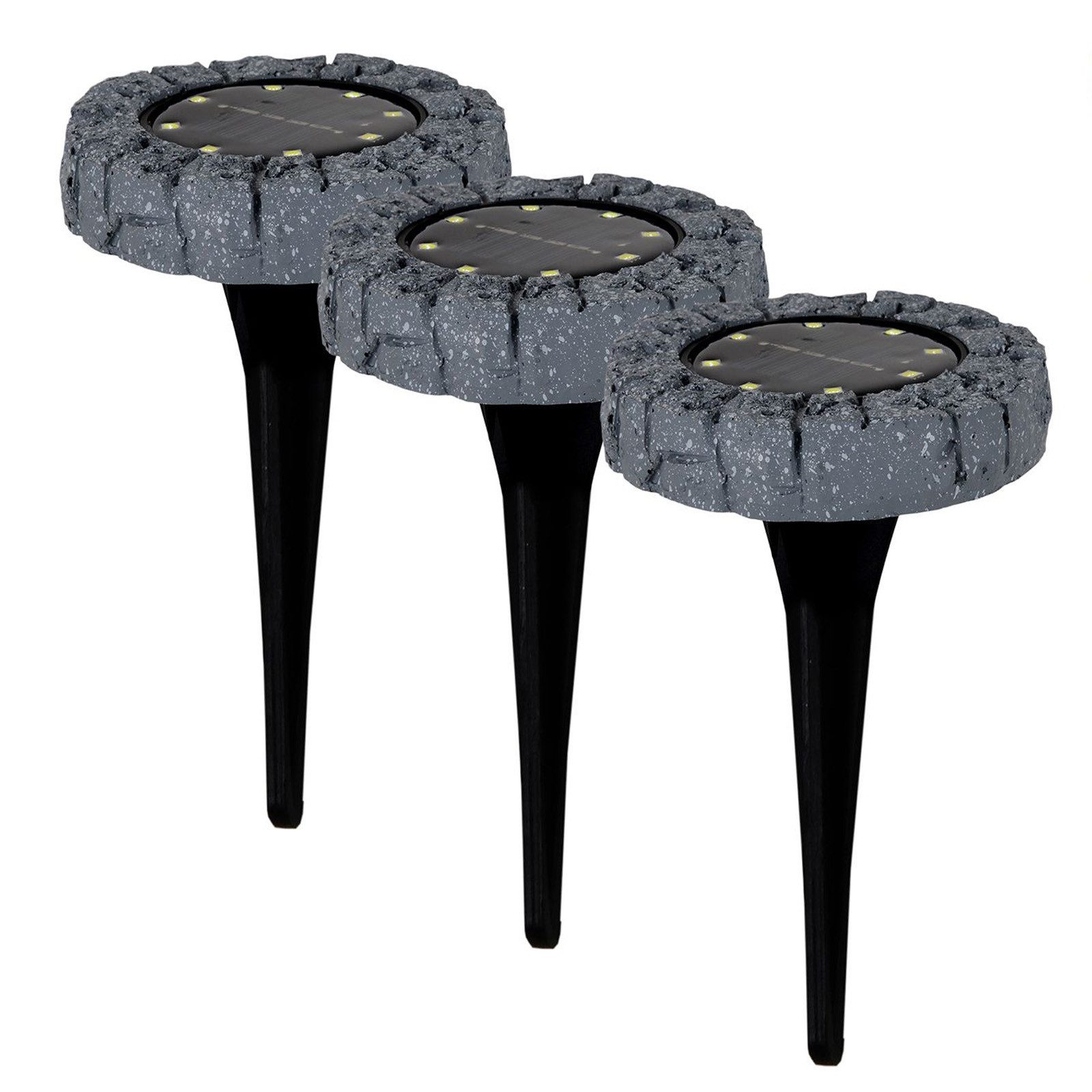 bmfversand LED Solarleuchte Solarleuchte Boden 3er Set Solarlampe