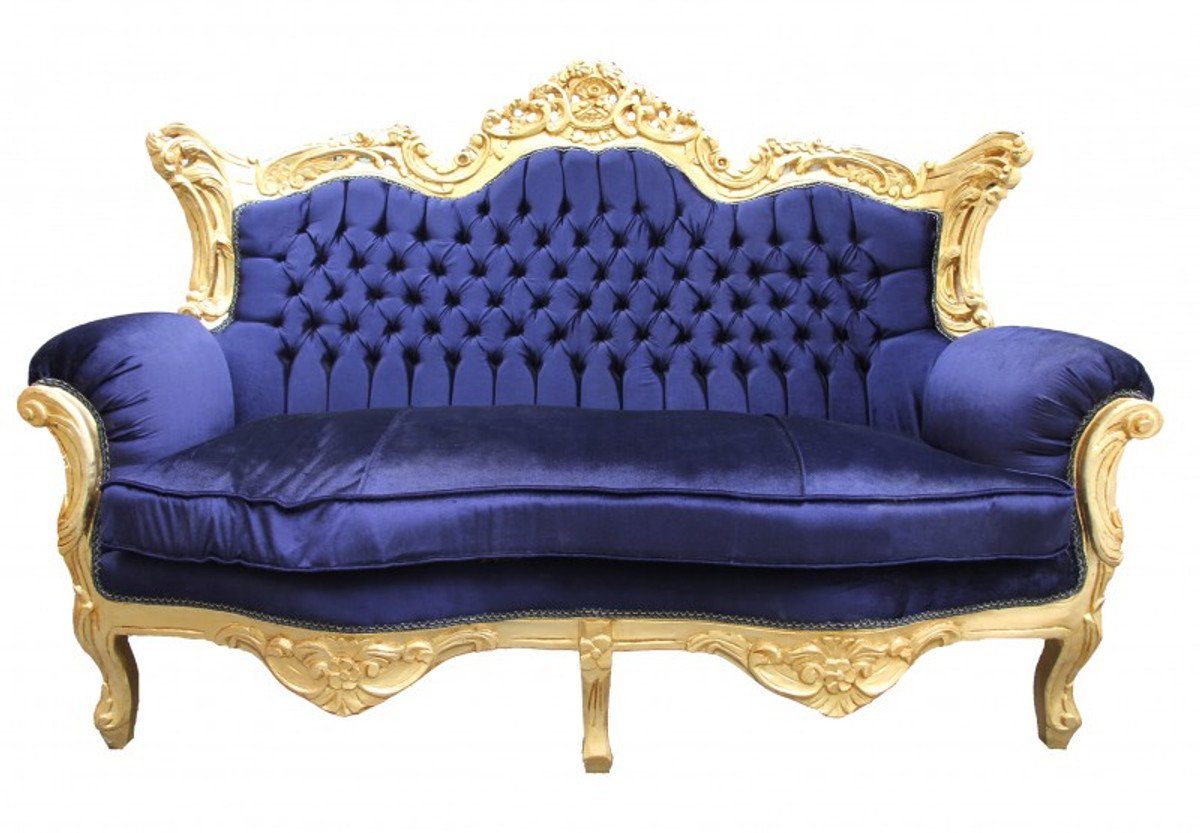 Casa Padrino 2-Sitzer Barock 2er Sofa Master Royal Blau/ Gold 2Mod - Wohnzimmer Couch Möbel Lounge