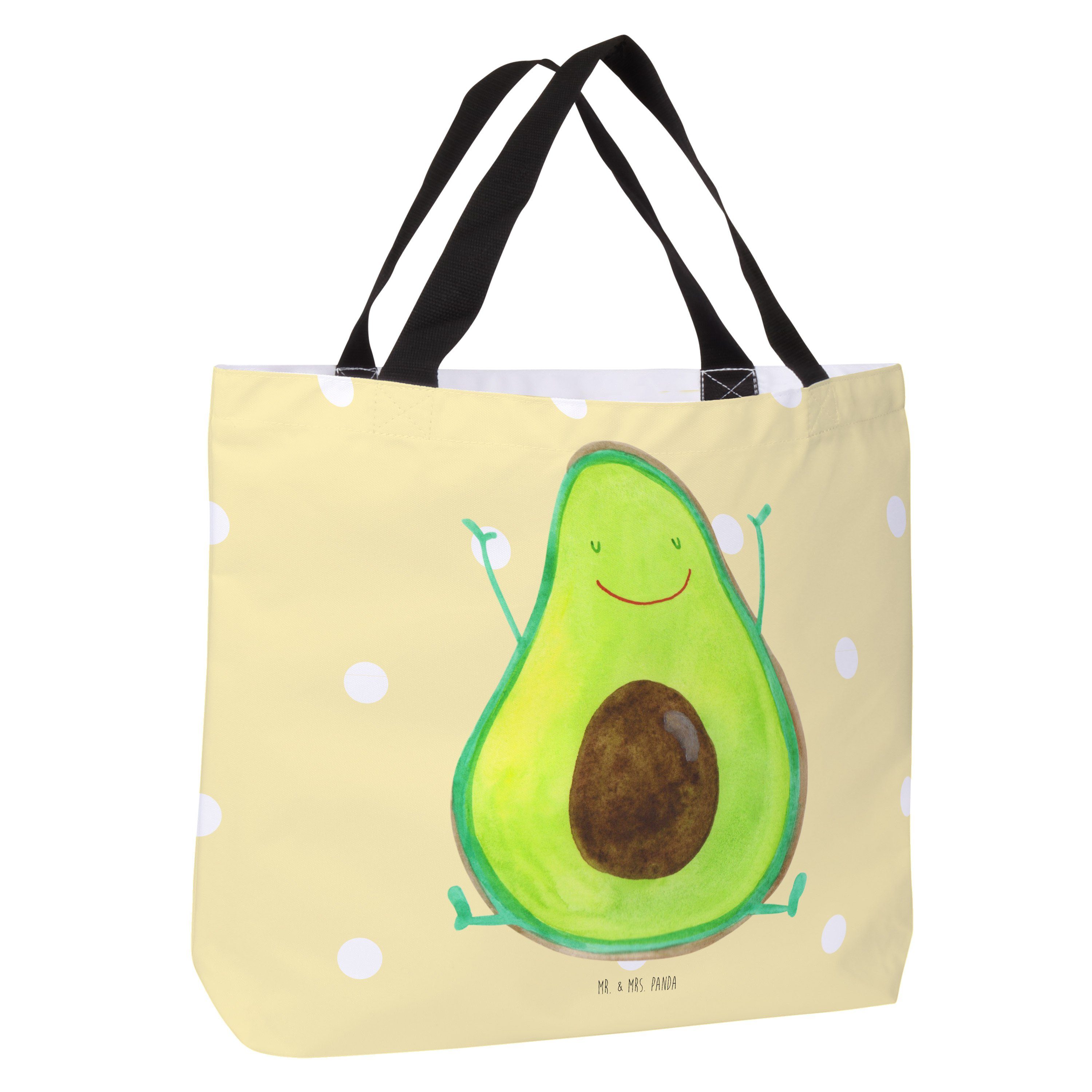 Gelb Vegan, Geschenk, Shopper Veggie, Shopper, Happy Panda - Mr. - & Avocado Mrs. (1-tlg) Pastell Eink