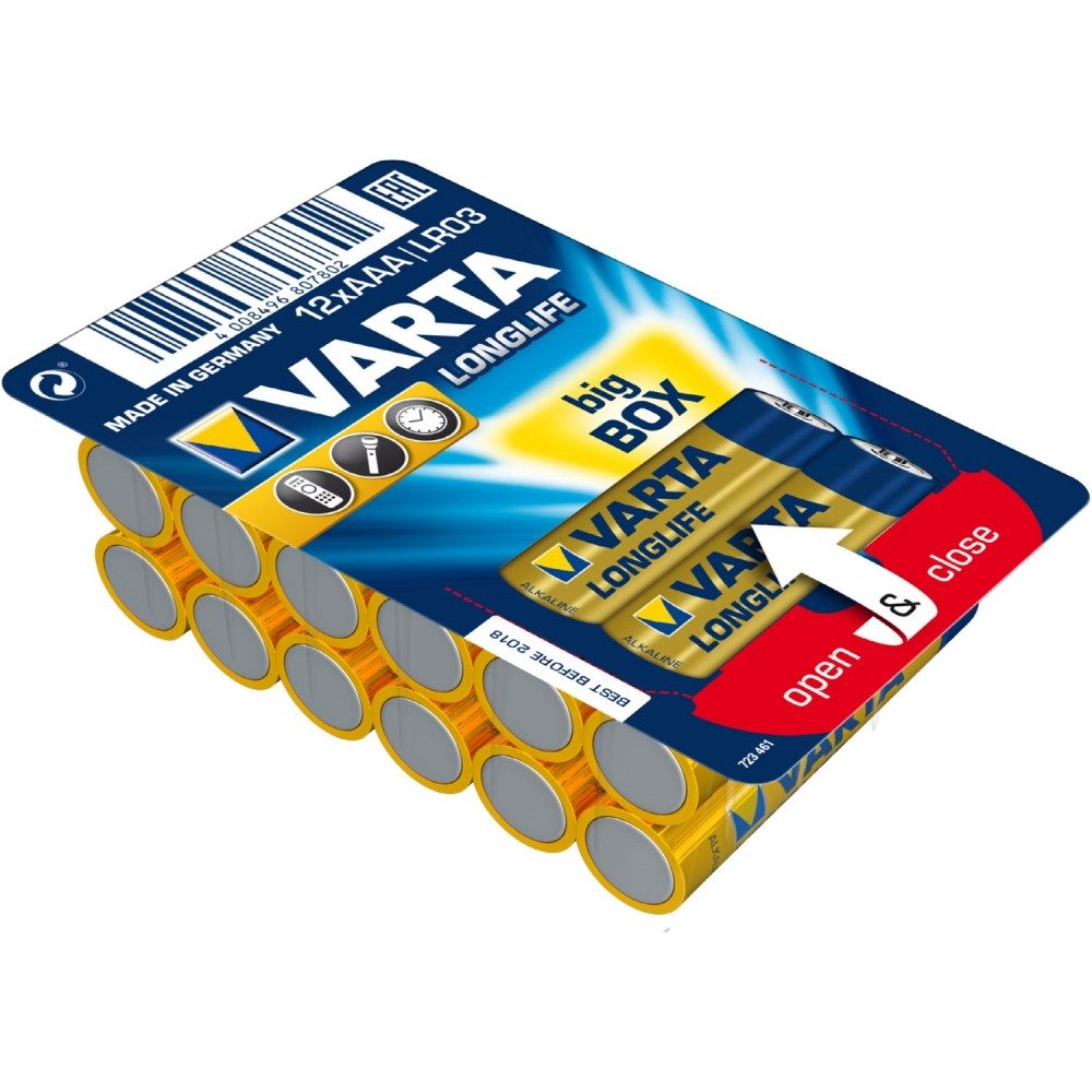 VARTA Varta Longlife Big Box 12er AAA Micro-Batterie - Батареи Fotobatterie, (2V V), Vielseitig einsetzbar