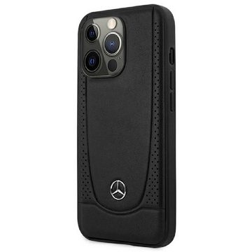 Mercedes Handyhülle Case iPhone 15 Pro Echtleder schwarz Stern Logo 6,1 Zoll, Kantenschutz