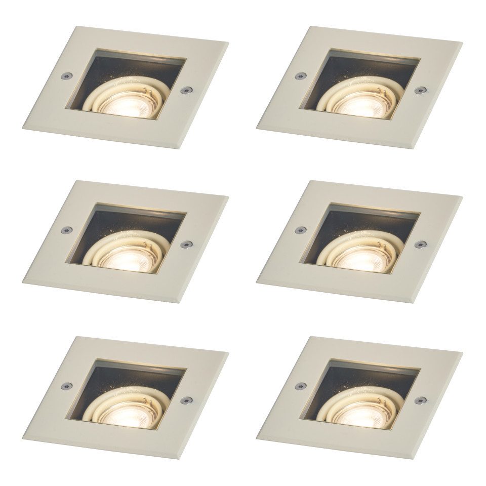 Qazqa LED Einbaustrahler 109283, ohne Leuchtmittel, Warmweiß, QAZQA Außen Einbau­leuchte, gu10, Beige, Aluminium, Modern