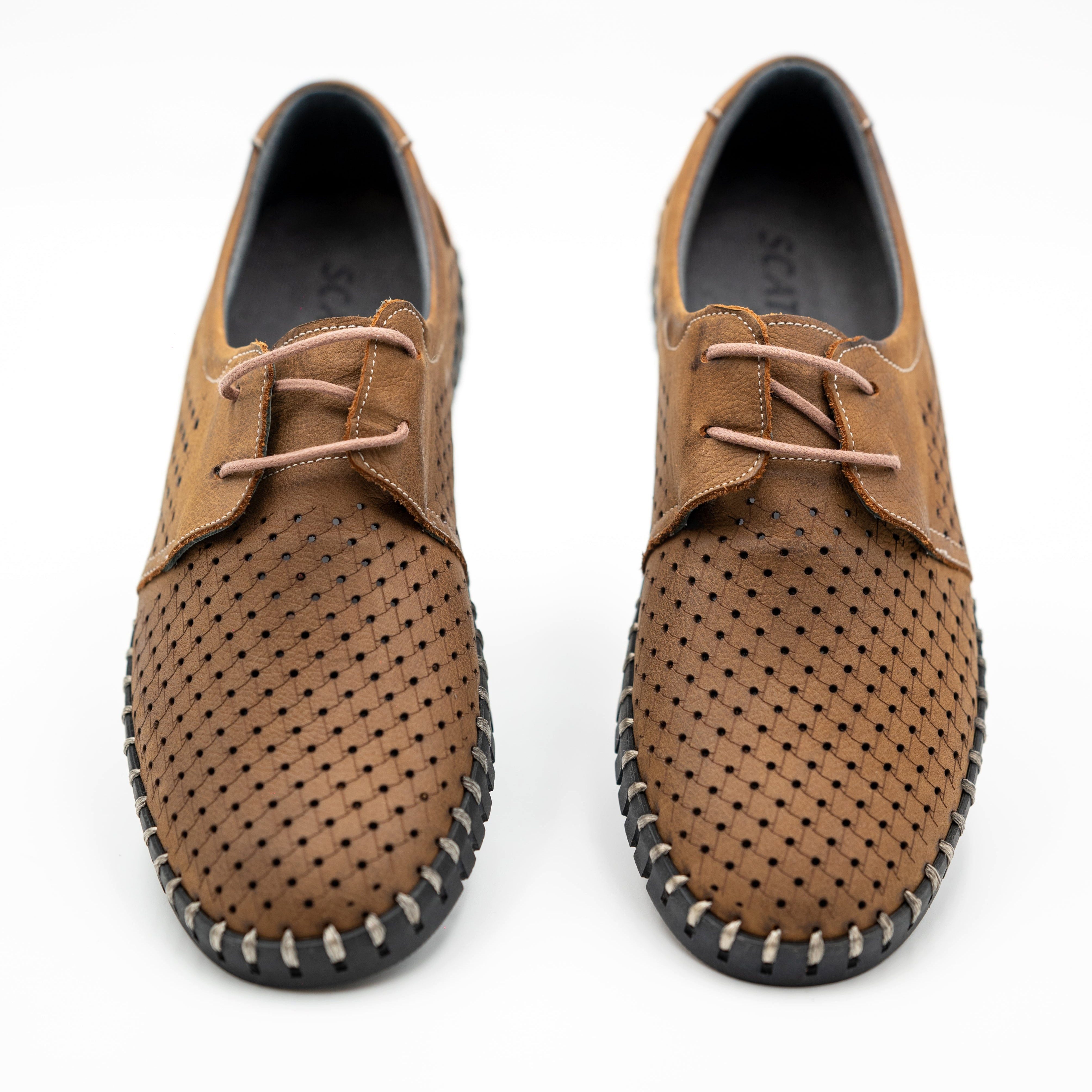Lederschuhe für herren Braun mit Löchern Mokassin